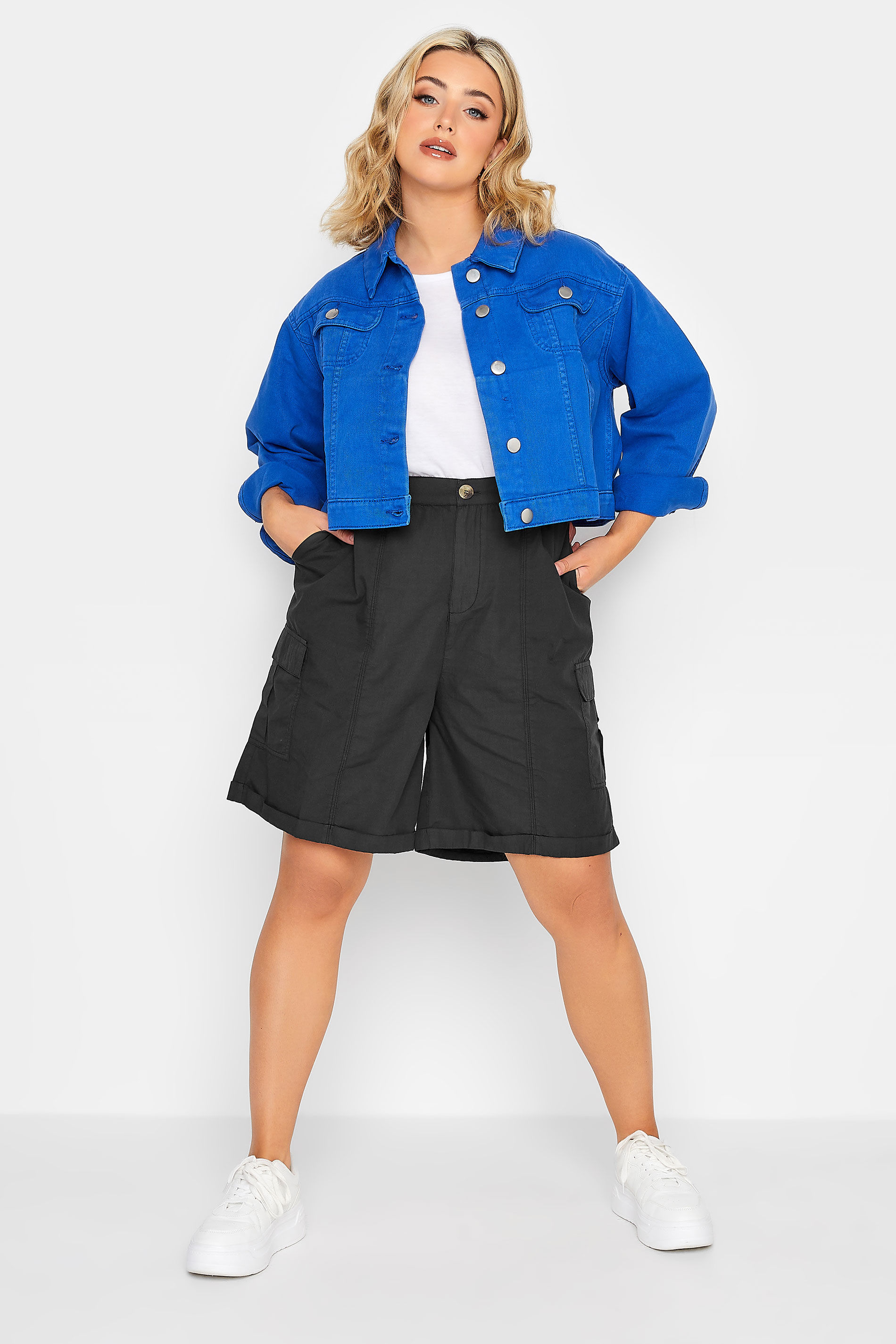YOURS Plus Size Black Cargo Shorts | Yours Clothing 2