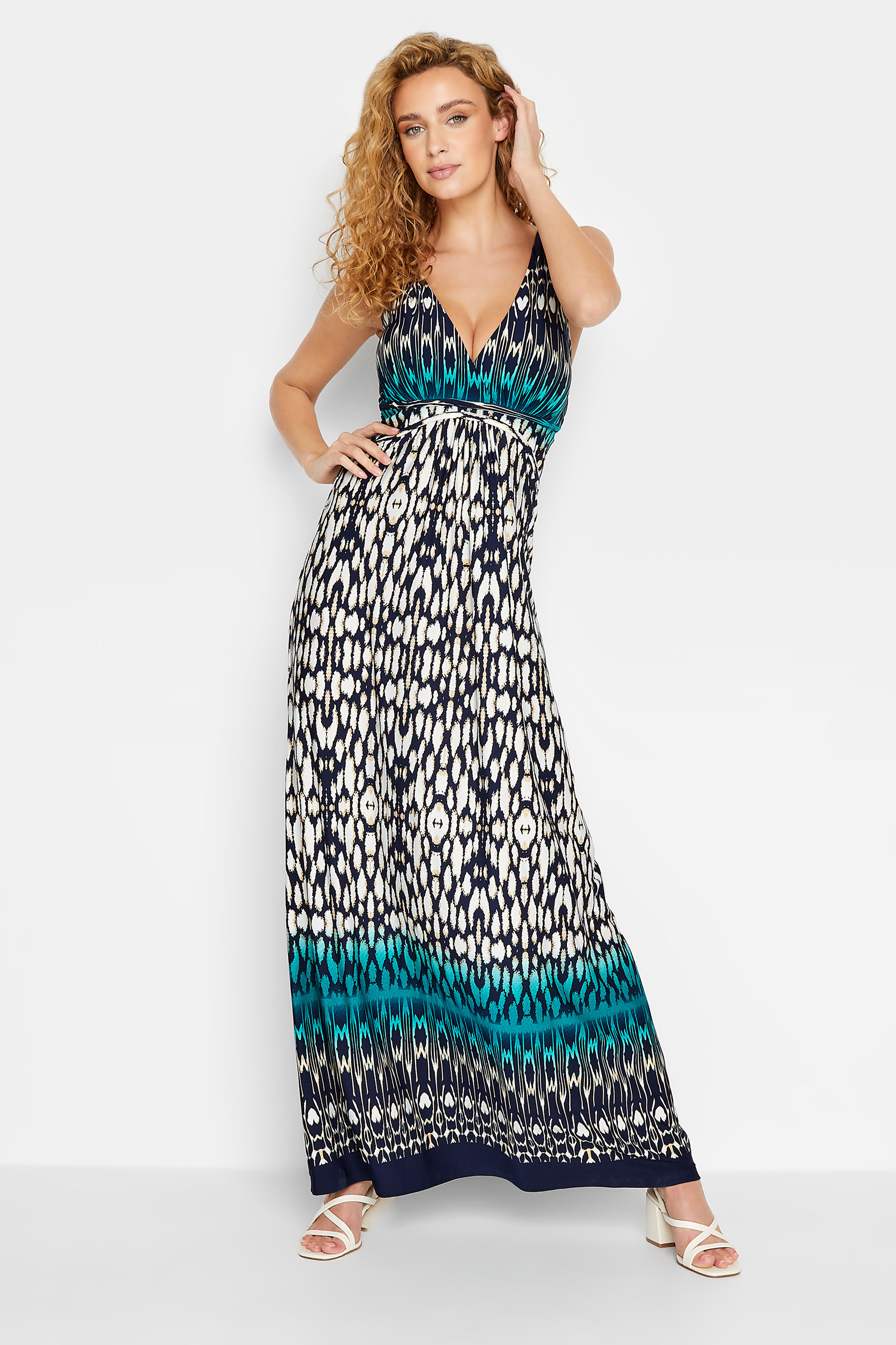 LTS Tall Women's Blue Aztec Print Maxi Dress | Long Tall Sally 1
