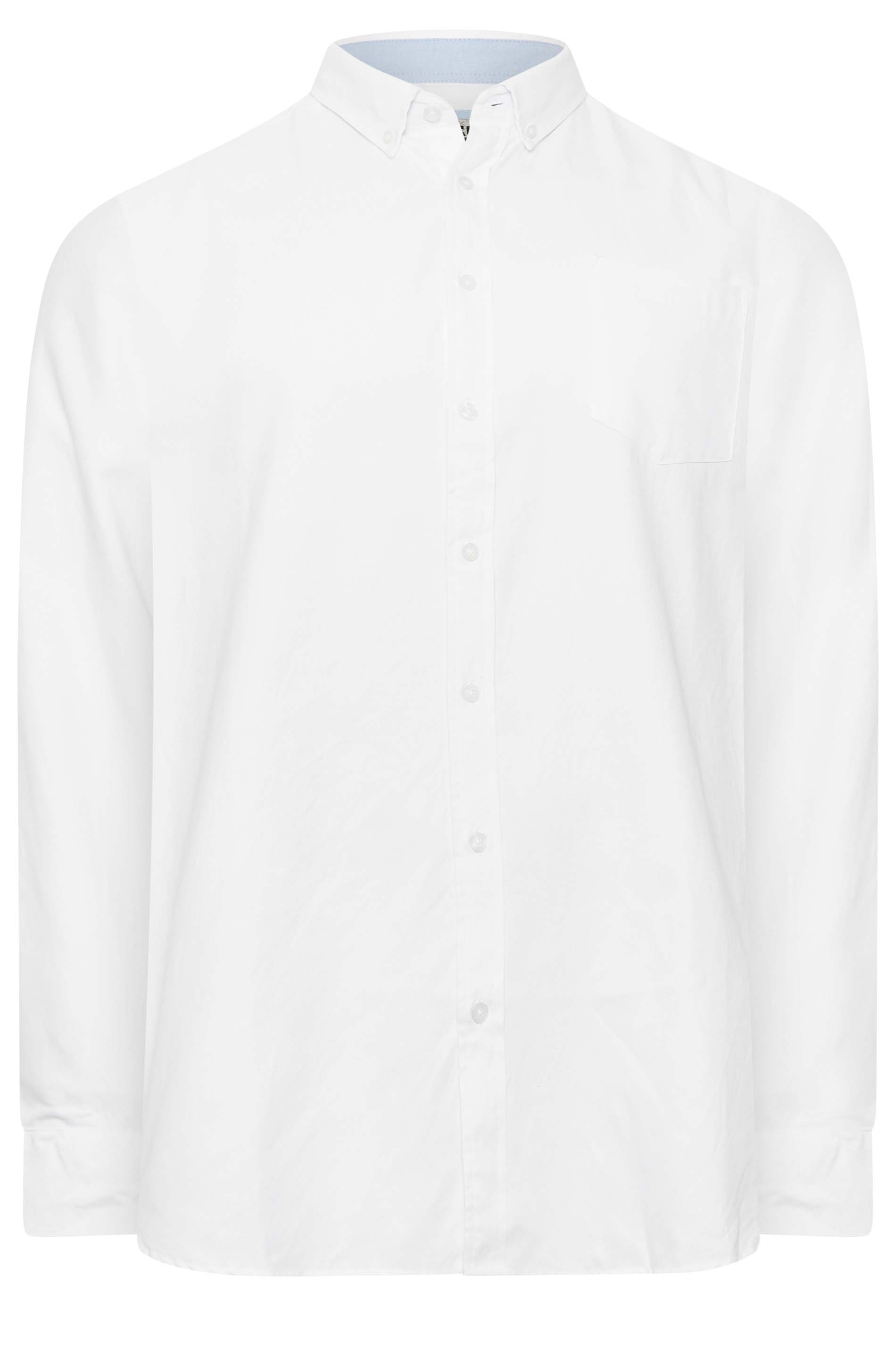 D555 Big & Tall White Long Sleeve Oxford Shirt | BadRhino 3