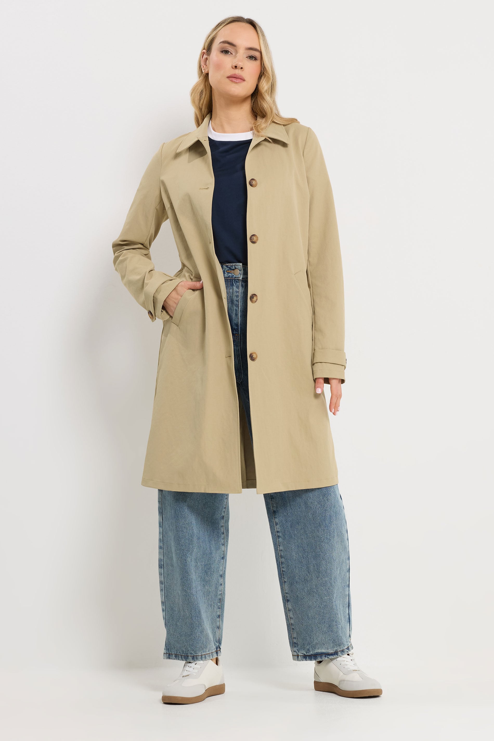 LTS Tall Women's Stone Brown Button Car Coat | Long Tall Sally 3
