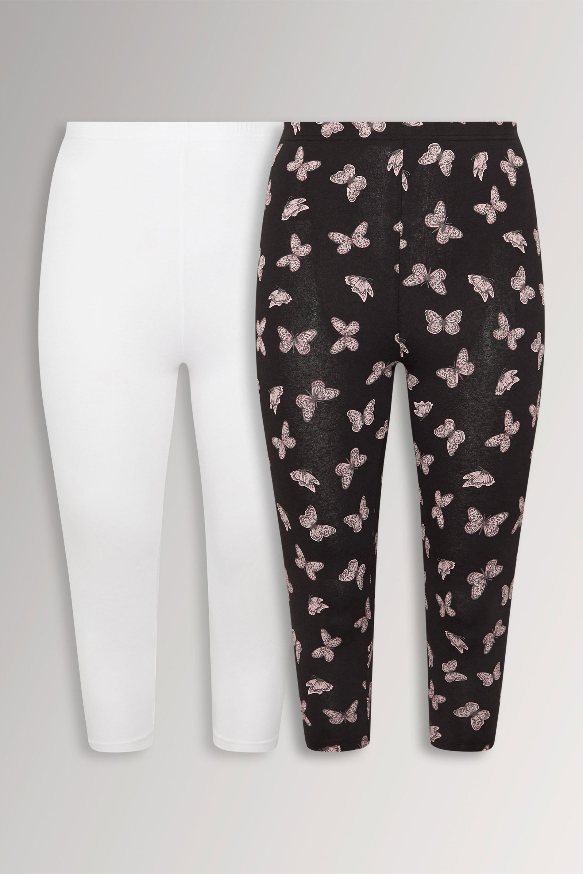 YOURSET 2 PACK Plus Size Black Butterfly Print Cropped Leggings | Yours Clothing 3