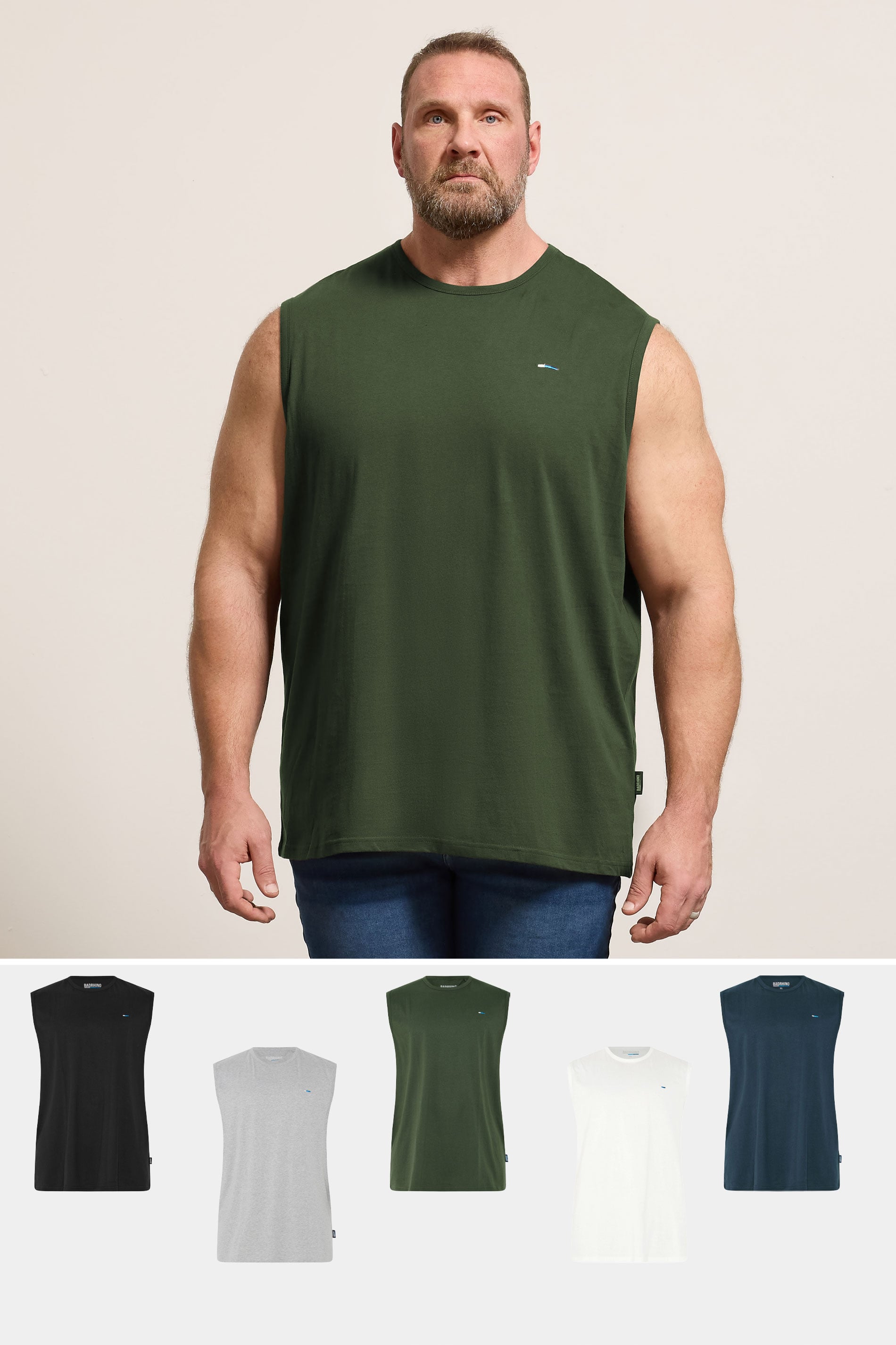 BadRhino Big & Tall Black/White/Navy/Khaki/Grey 5 Pack Muscle Vest | BadRhino 2