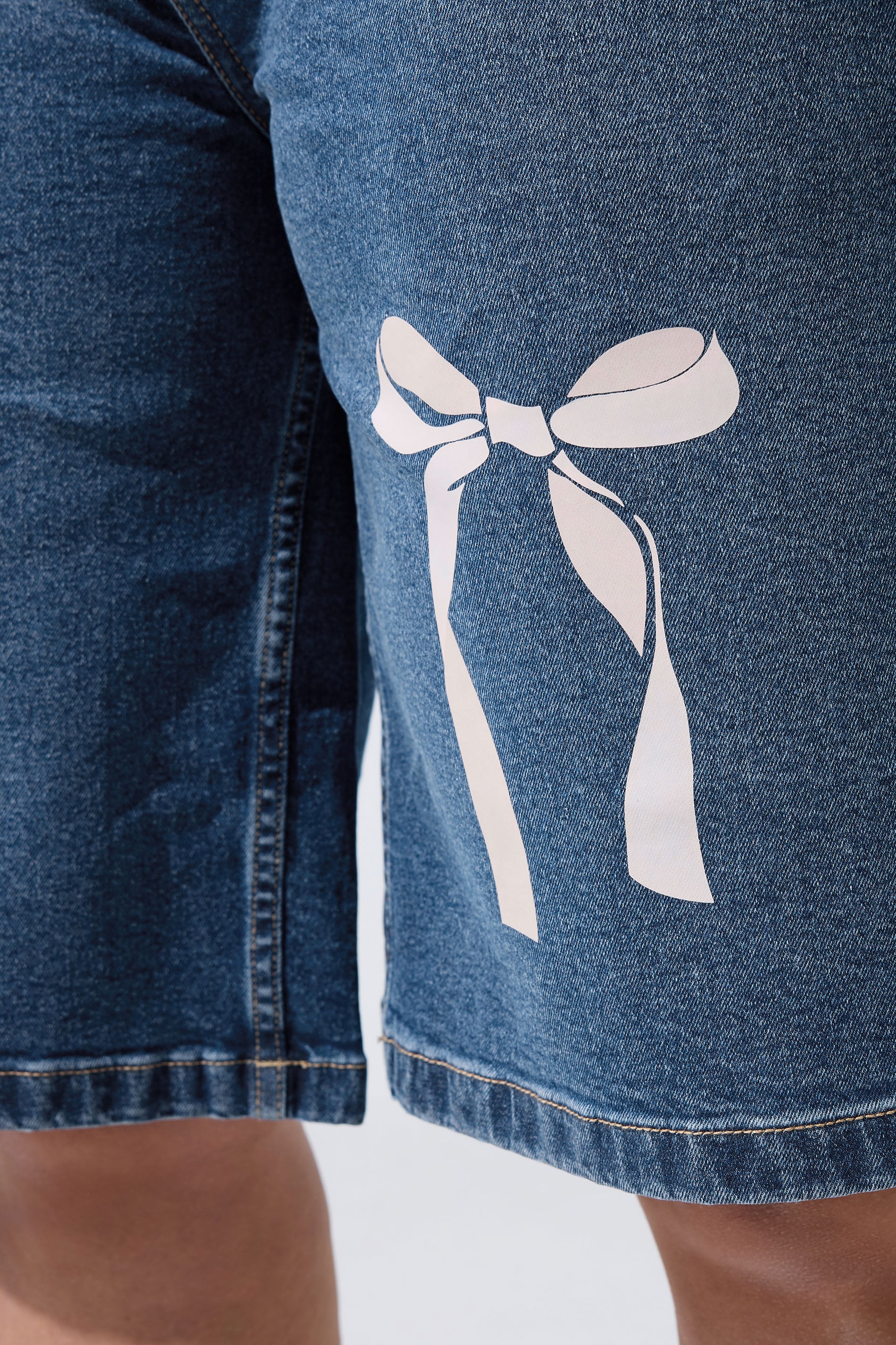 LIMITED COLLECTION Plus Size Blue Bow Jorts | Yours Clothing 4