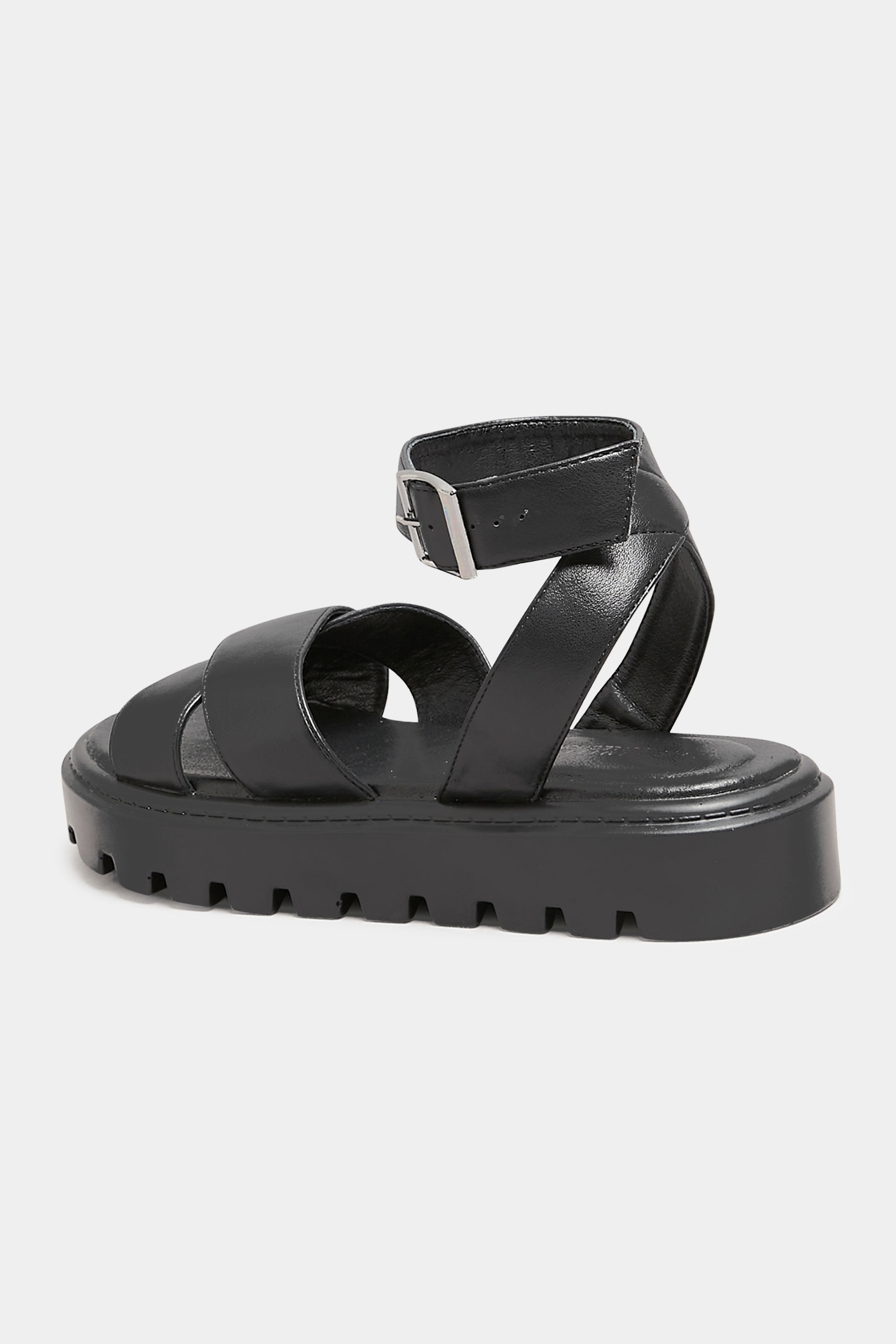 LIMITED COLLECTION Plus Size Black Crossover Strap Chunky Sandals In ...
