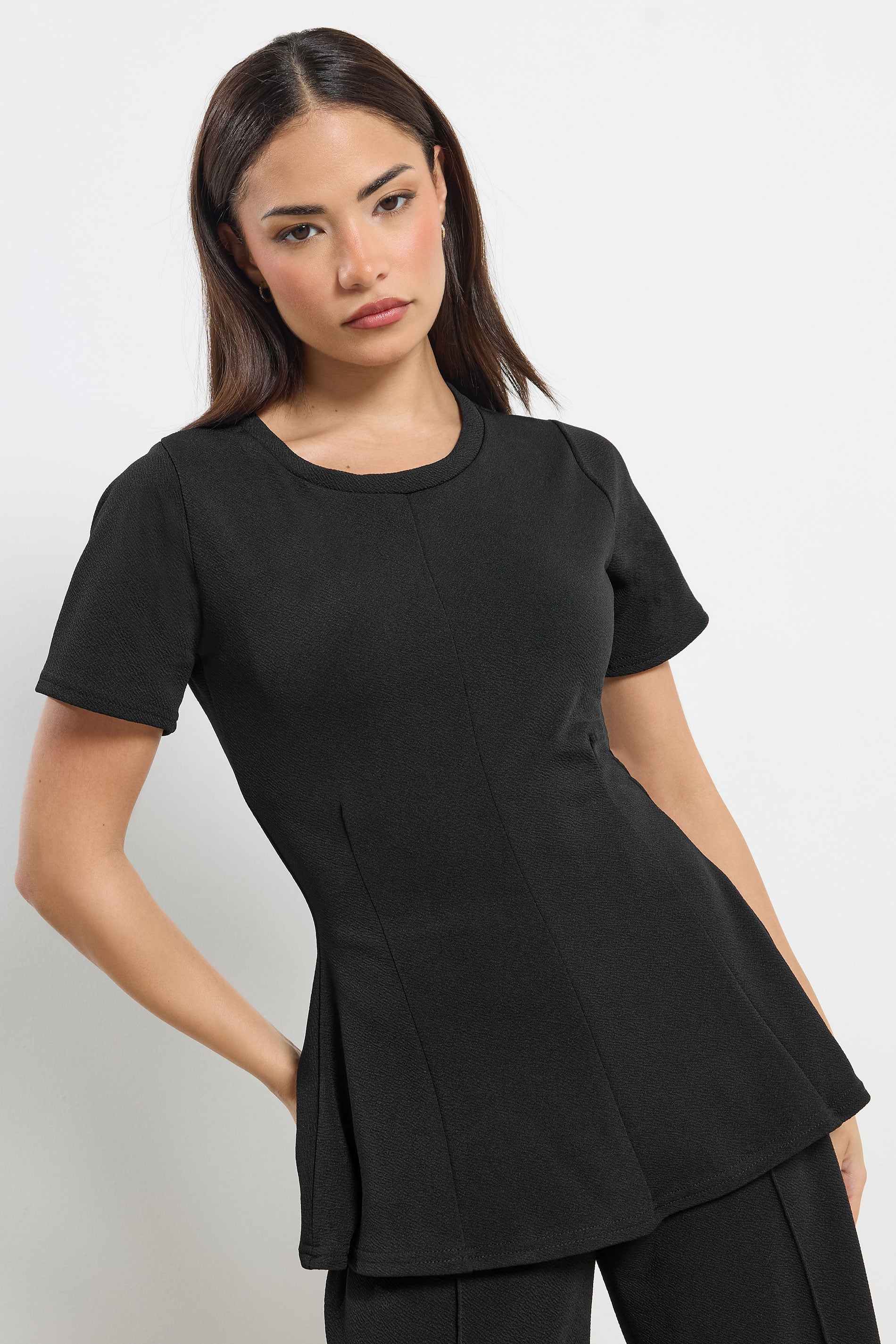 PixieGirl Petite Women's Black Cotton Cinched Waist Top | PixieGirl 3