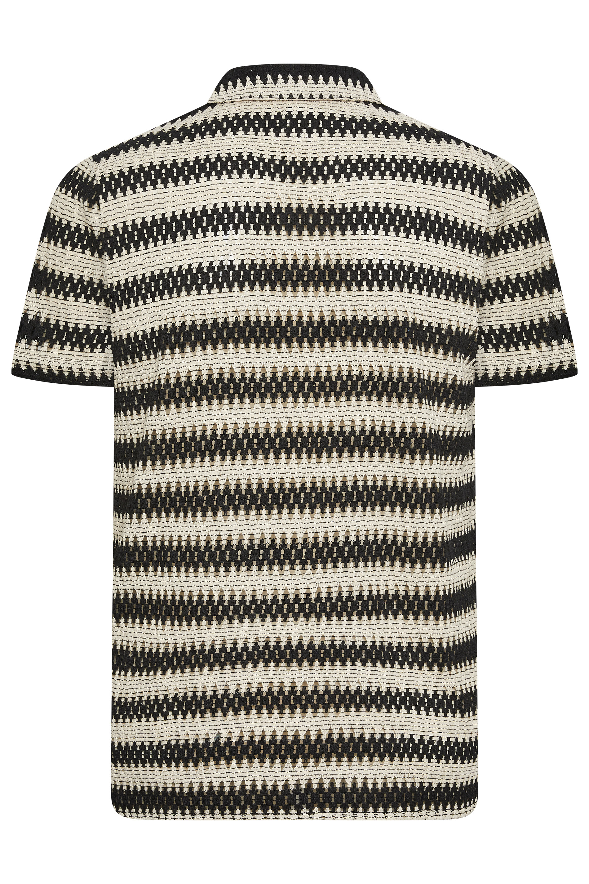 BadRhino Big & Tall Black Textured Crochet Short Sleeve Shirt | BadRhino 3