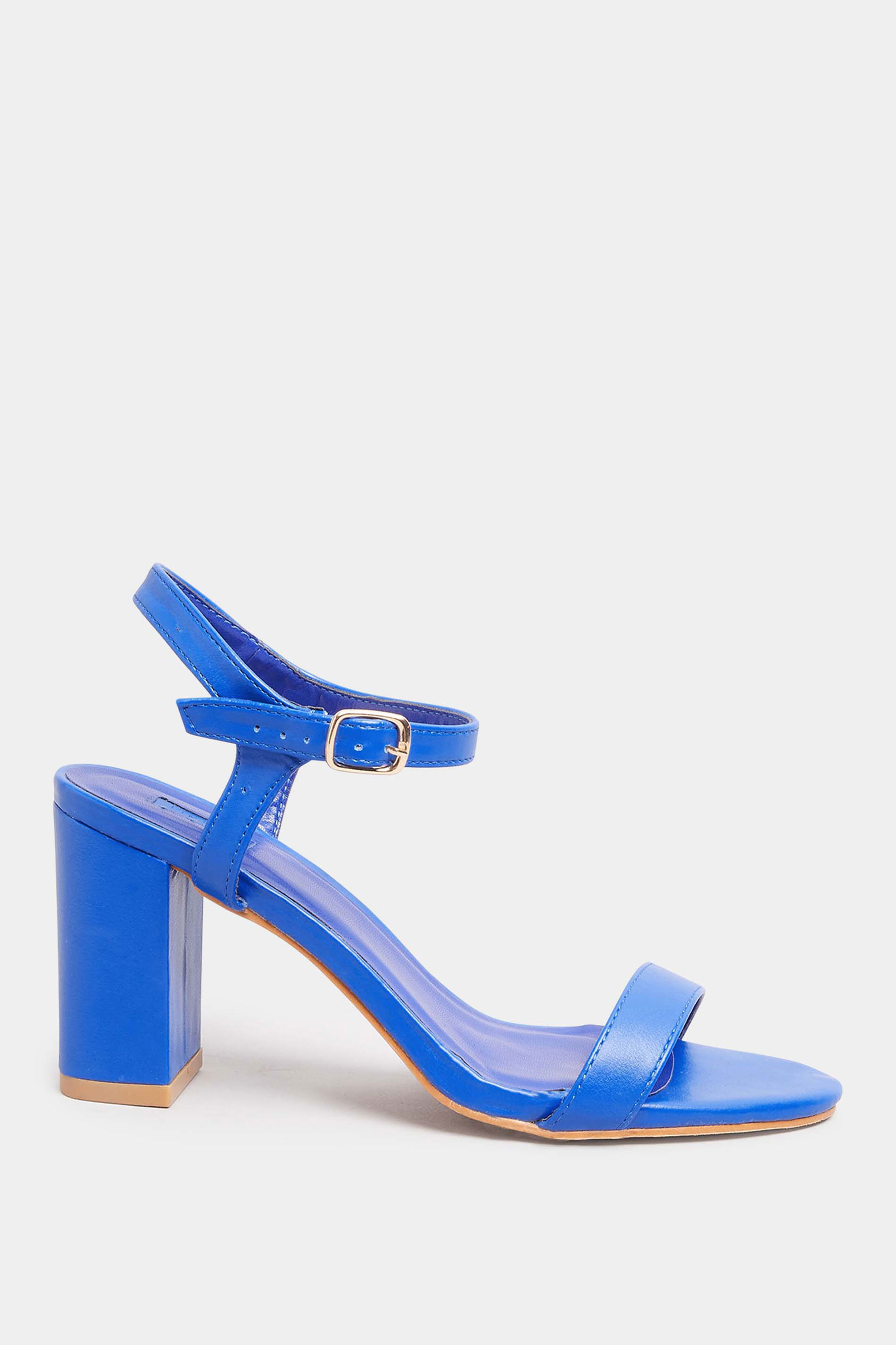 LIMITED COLLECTION Cobalt Blue Block Heel Sandal In Wide E fit & Wide EEE fit | Yours Clothing 3