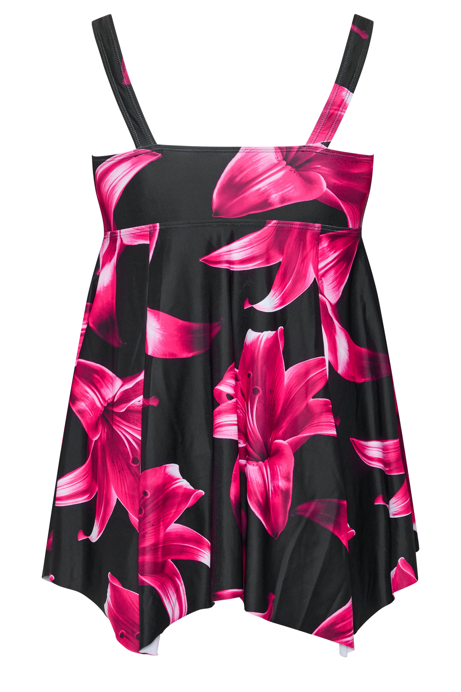 YOURS Plus Size Black Floral Knot Front Tankini Top | Yours Clothing 6