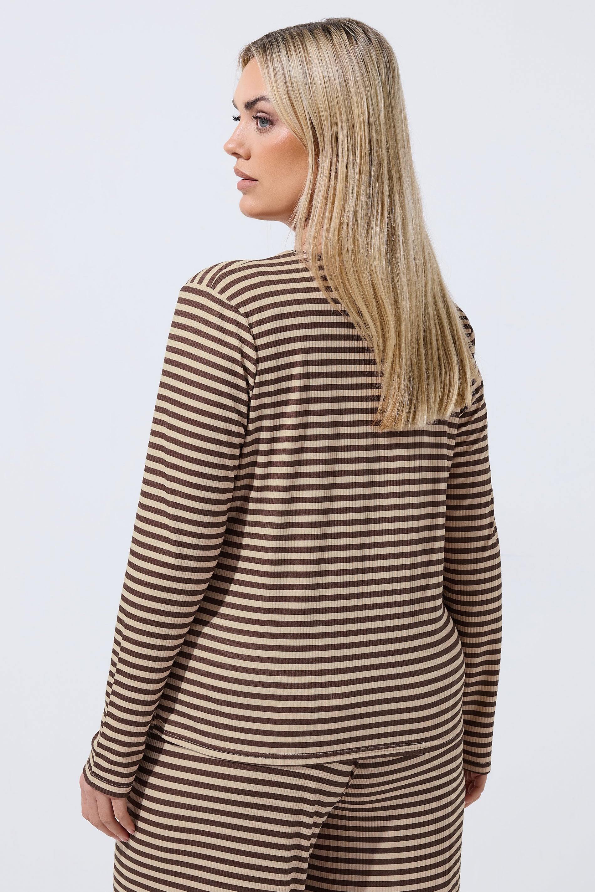 LIMITED COLLECTION Plus Size Chocolate Brown & Cream Stripe Top | Yours Clothing 2