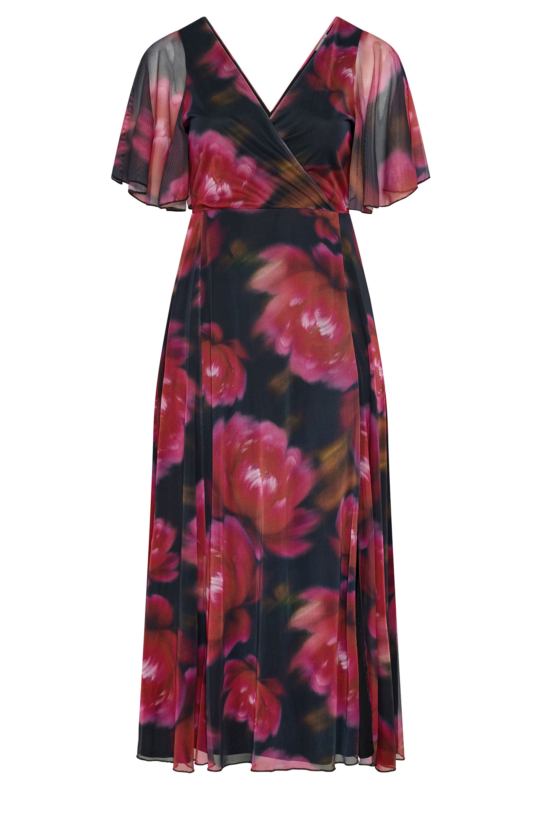 YOURS LONDON Plus Size Black & Pink Floral Abstract Mesh Dress | Yours Clothing 5