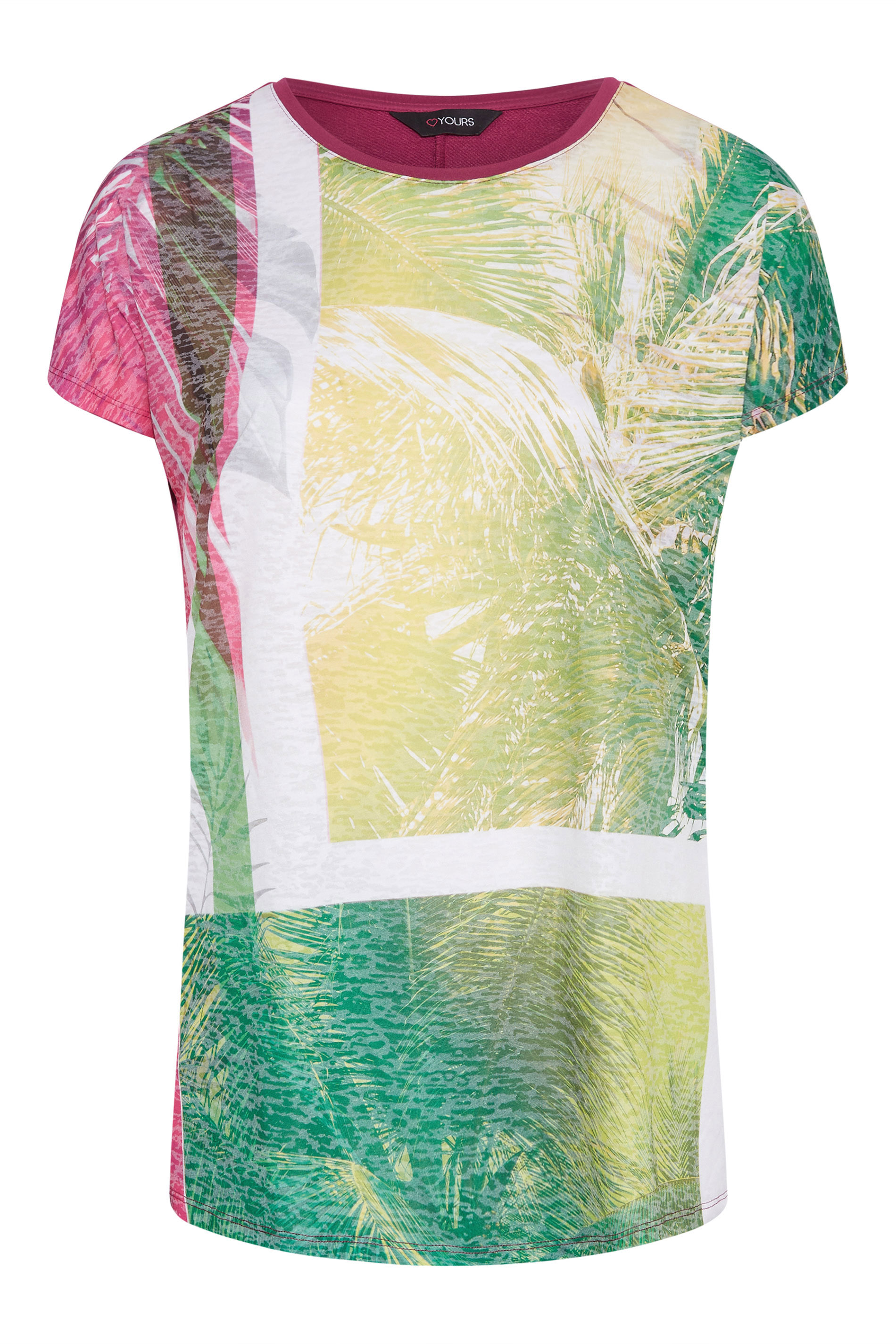 Grande taille  Tops Grande taille  Tops Jersey | T-Shirt Rose & Vert Tropical - XW76878