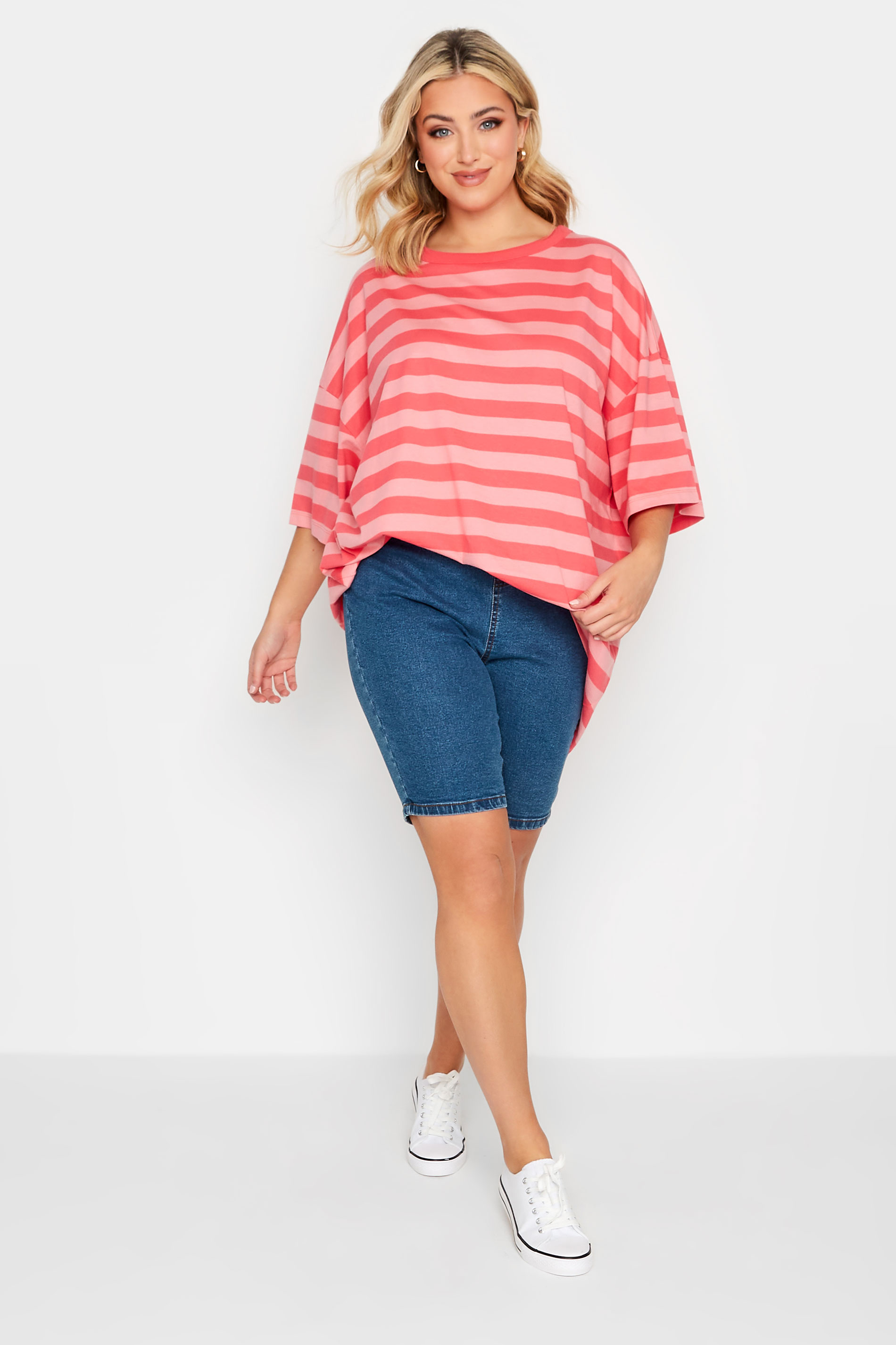 YOURS Plus Size Mid Blue Pull On Denim Cycling Shorts | Yours Clothing 2
