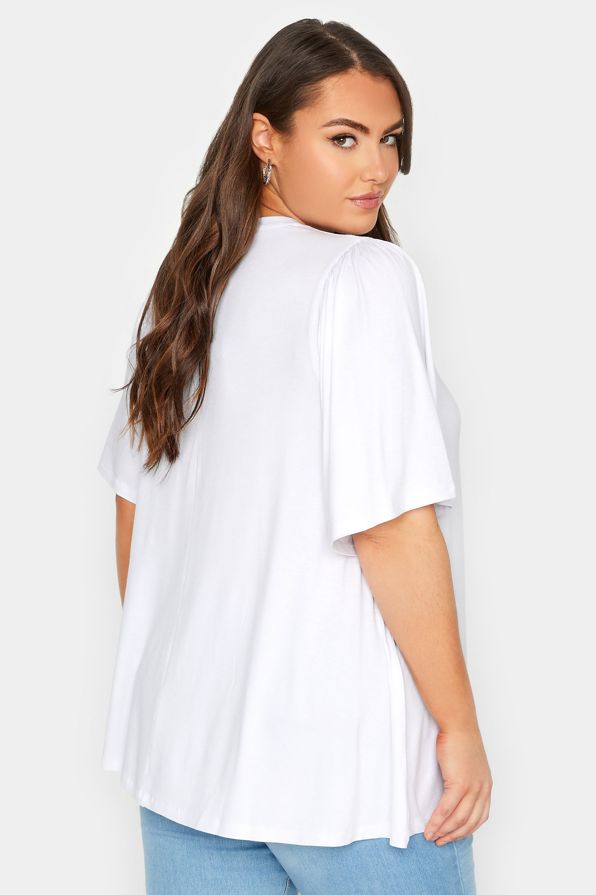 YOURS Plus Size White Pleat Front Swing Top | Yours Clothing 3
