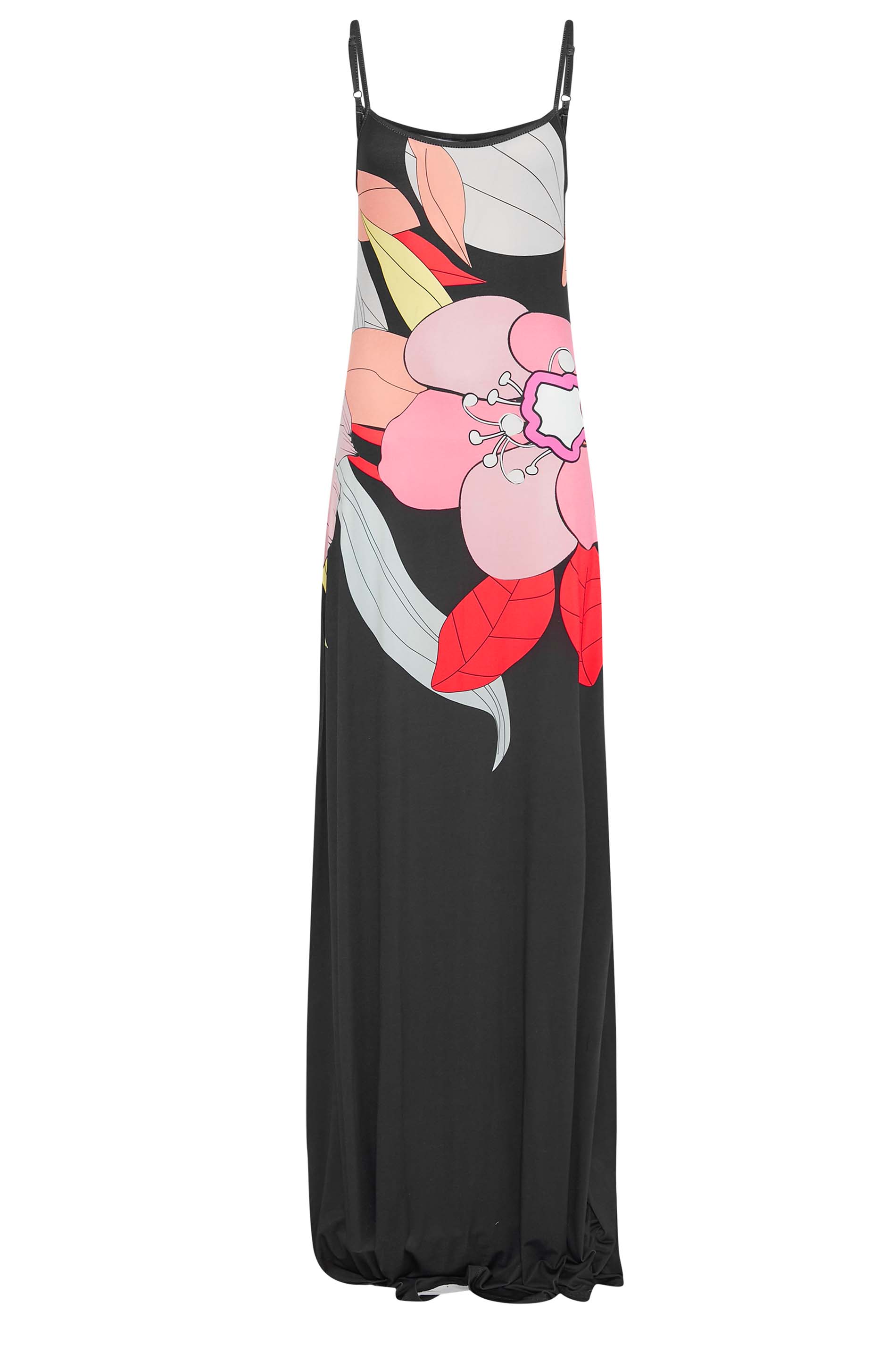 Black Floral Print Maxi Dress 