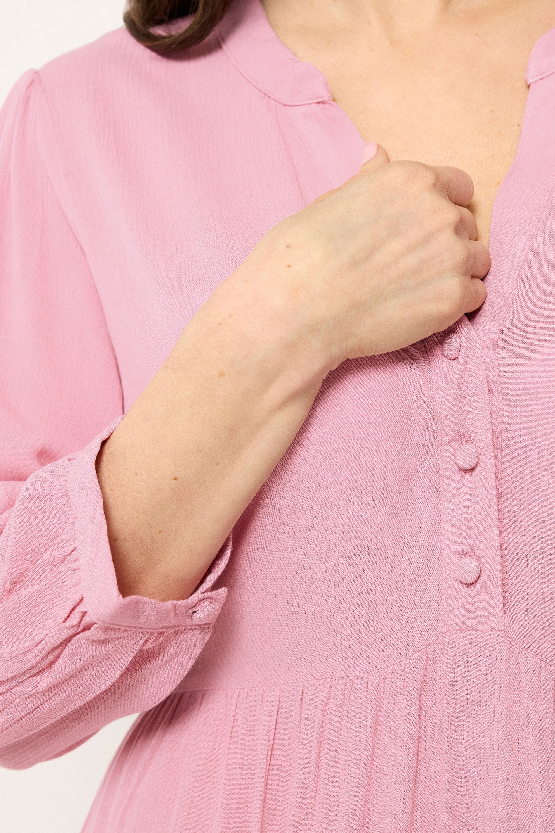 M&Co Pink Tiered Half Placket Maxi Dress | M&Co 4