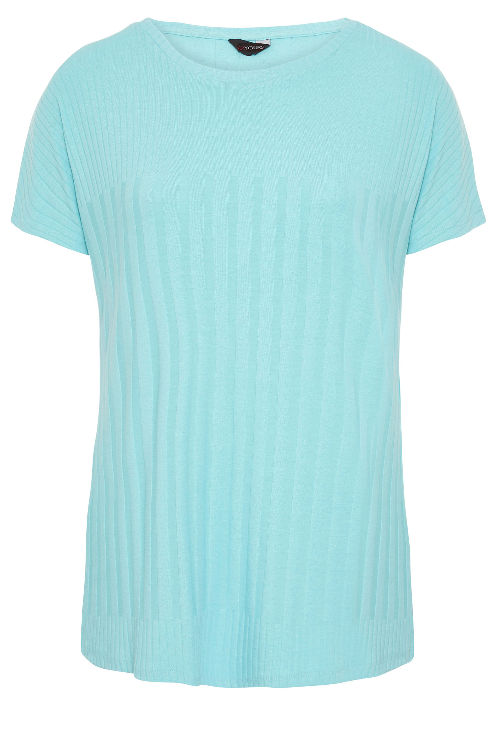 Light Blue Ribbed Short Sleeve Top | Yours Clothing
