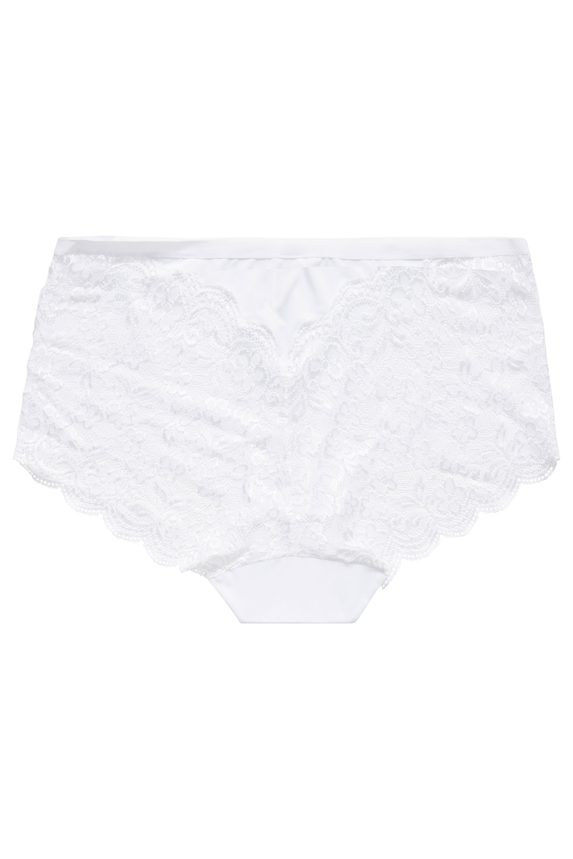White Lace Back High Waisted Knickers | Yours Clothing