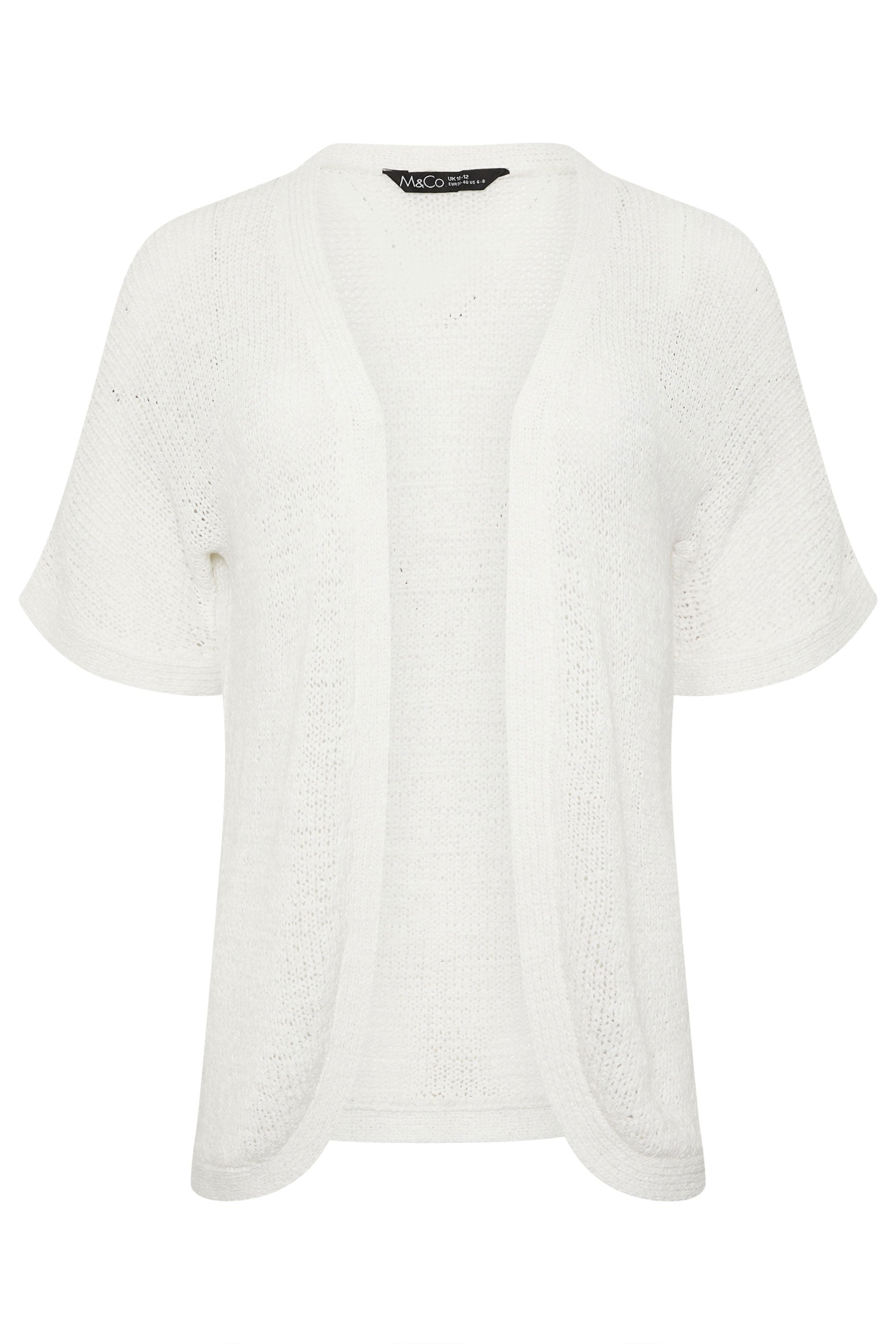 M&Co White Short Sleeve Tape Knit Cardigan | M&Co 5