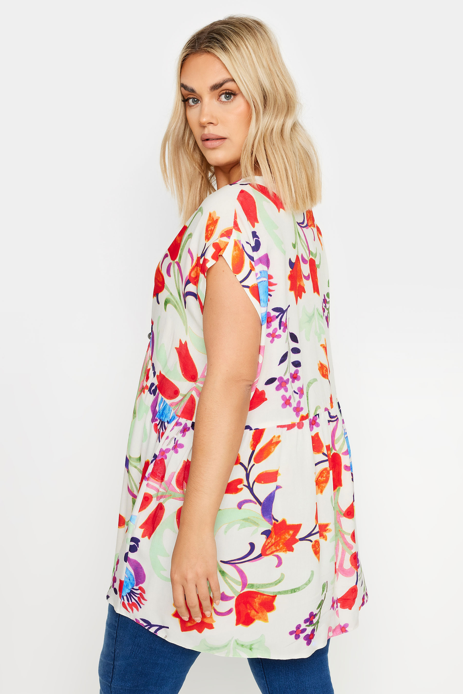YOURS Curve White Floral Print Tunic Top | Yours Clothing 3