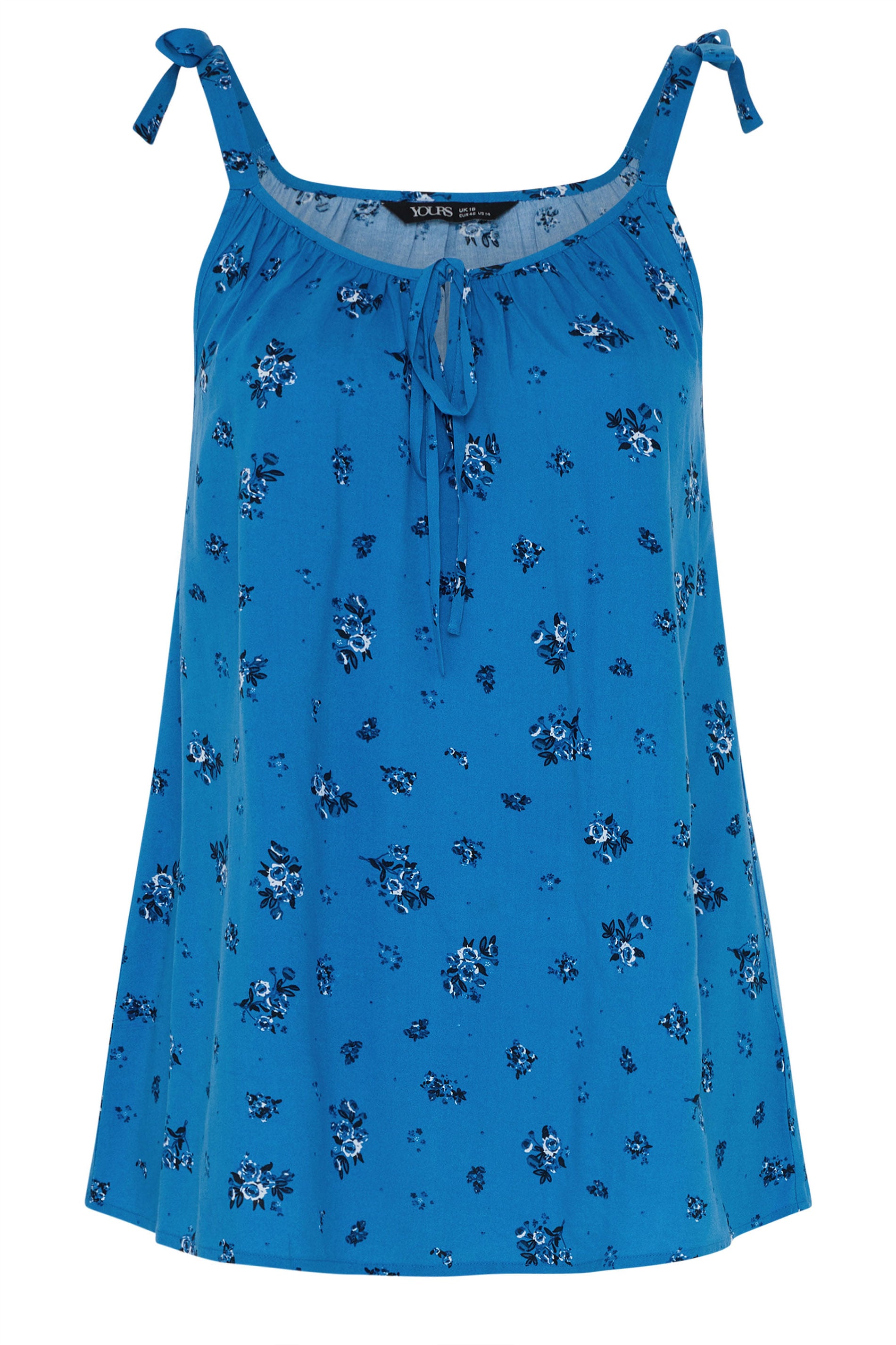 YOURS Plus Size Blue Ditsy Floral Vest Top | Yours Clothing 5