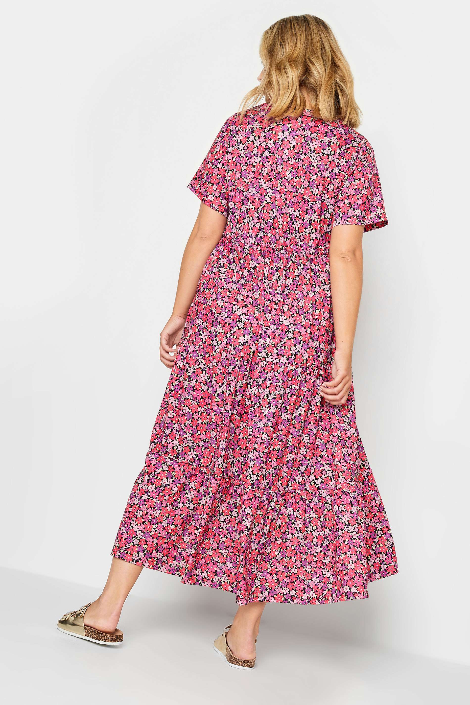 LIMITED COLLECTION Curve Plus Size Pink Floral Ditsy Adjustable Waist Maxi Dress | Yours Clothing 2