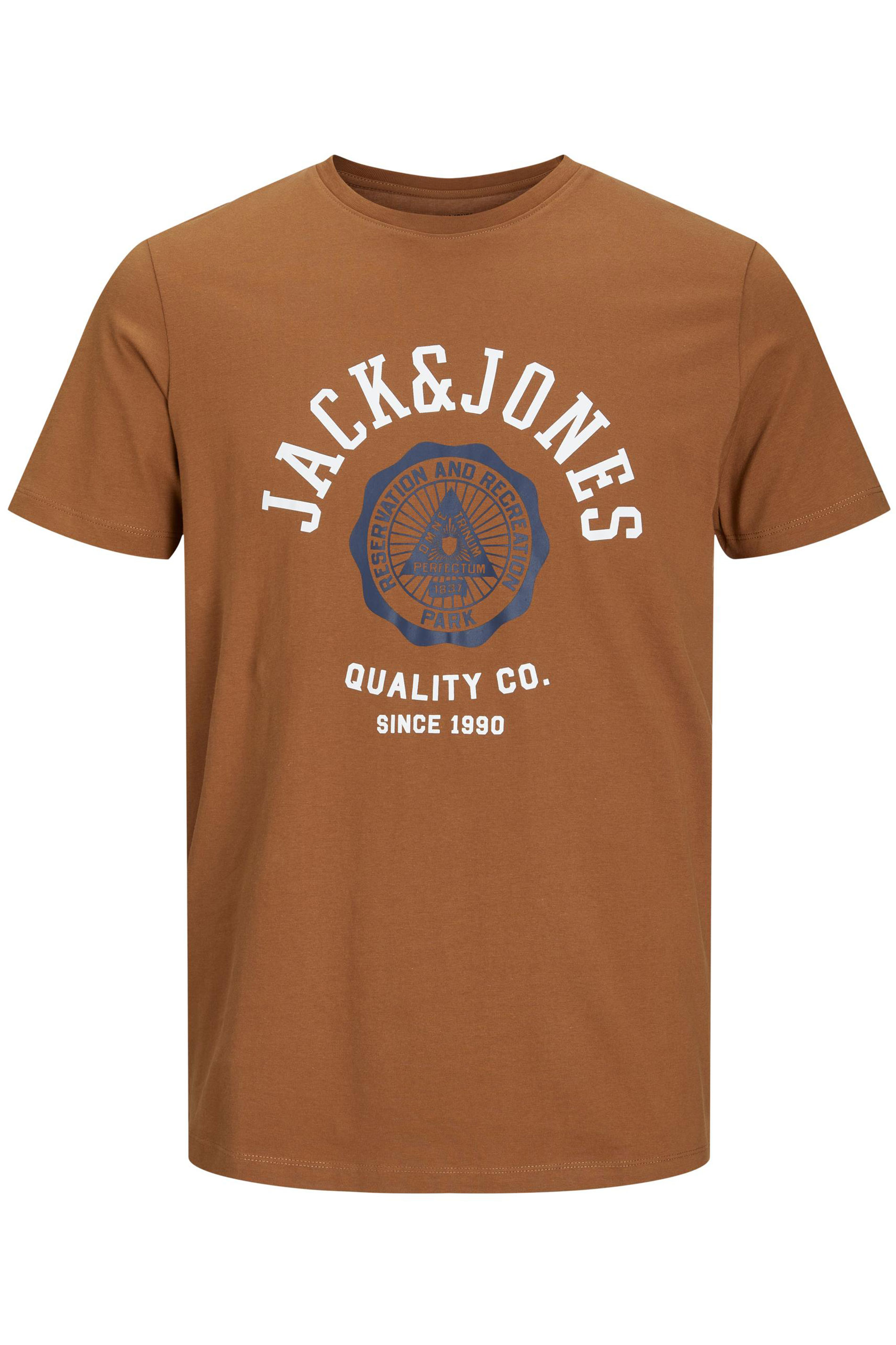 JACK & JONES Big & Tall Rust Brown Logo Print T-Shirt | BadRhino 2