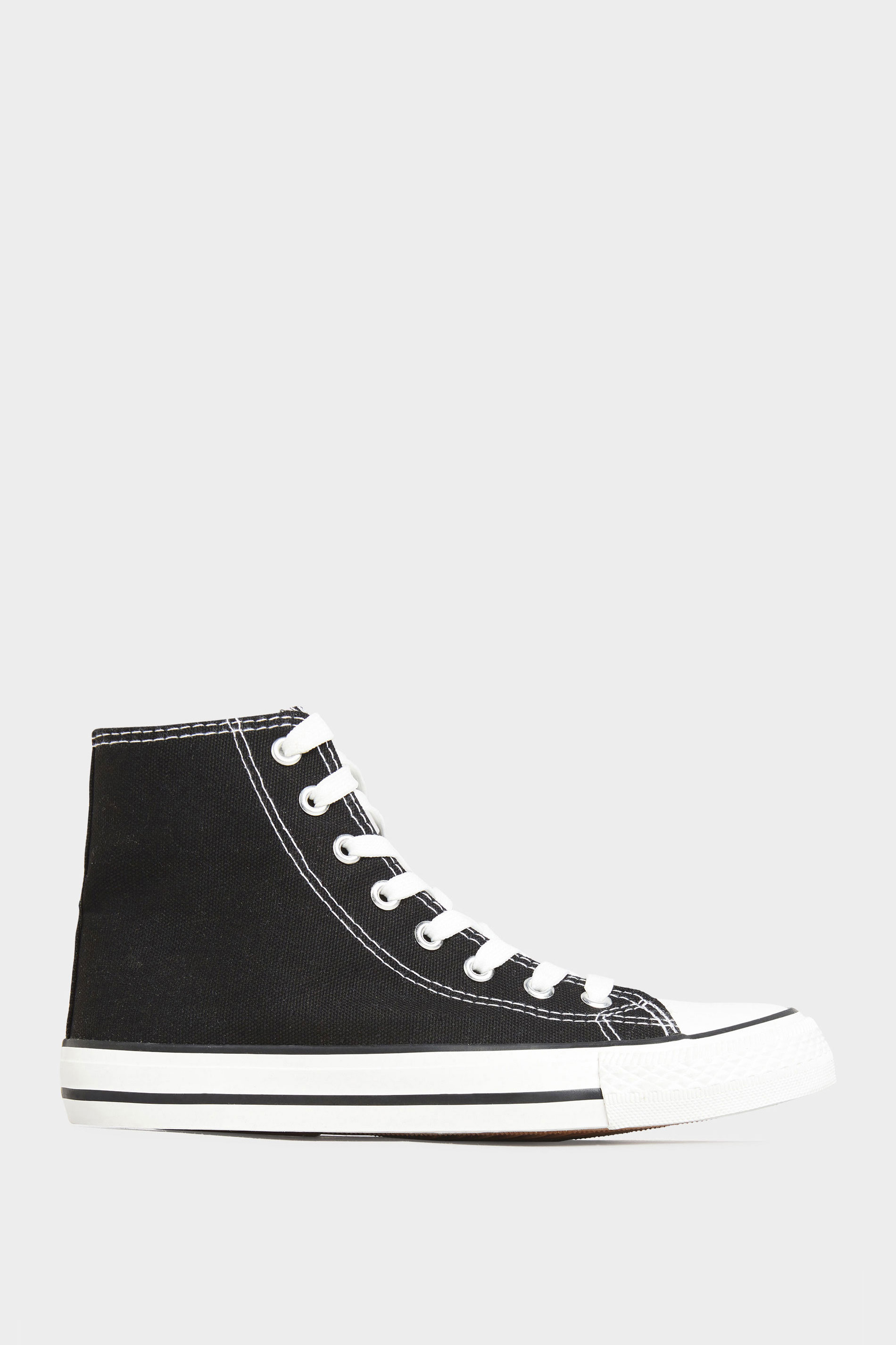 Black Canvas High Top Trainers In Wide Fit