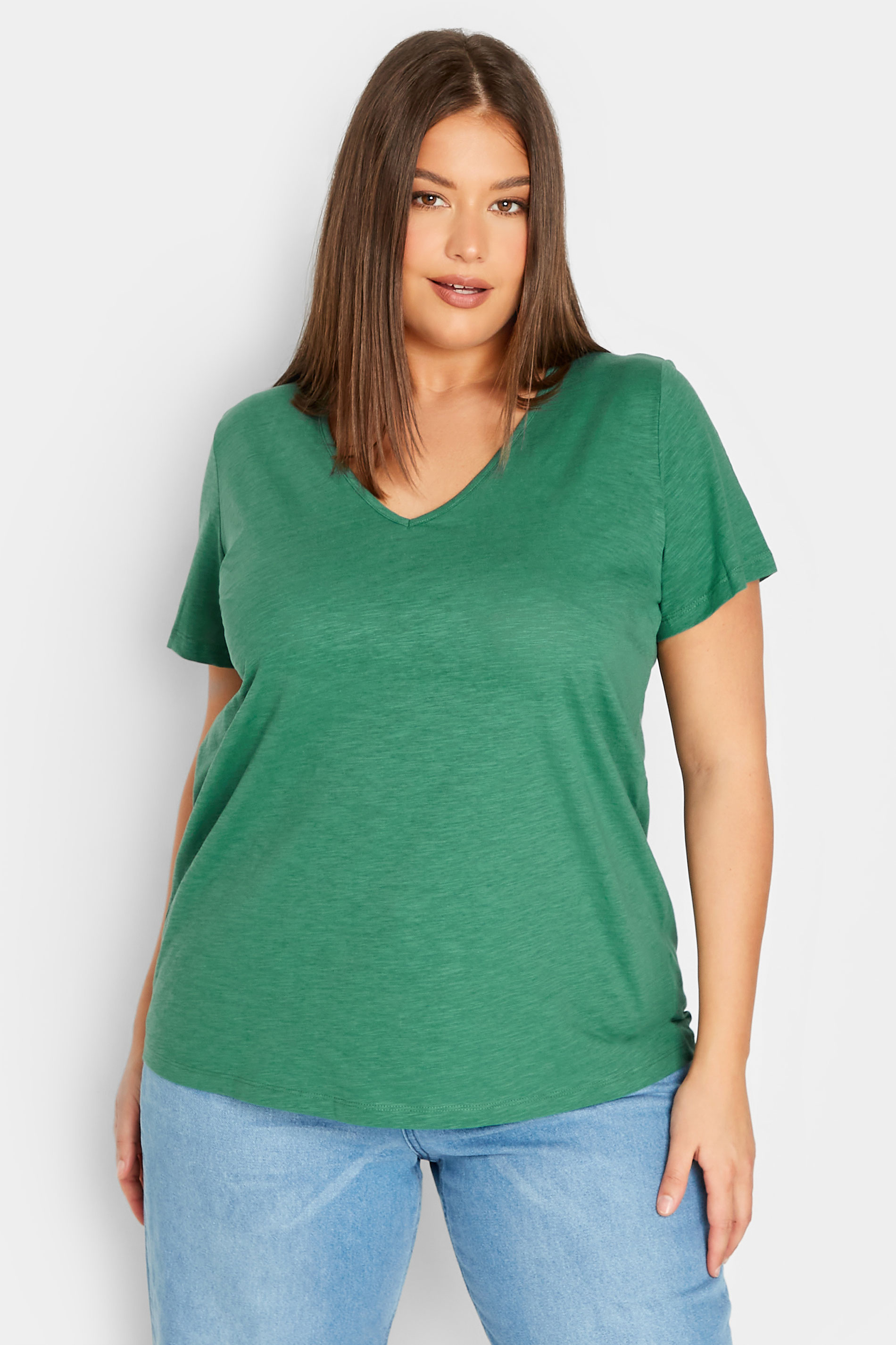 LTS Tall Women's Green Short Sleeve Cotton T-Shirt | Long Tall Sally  1