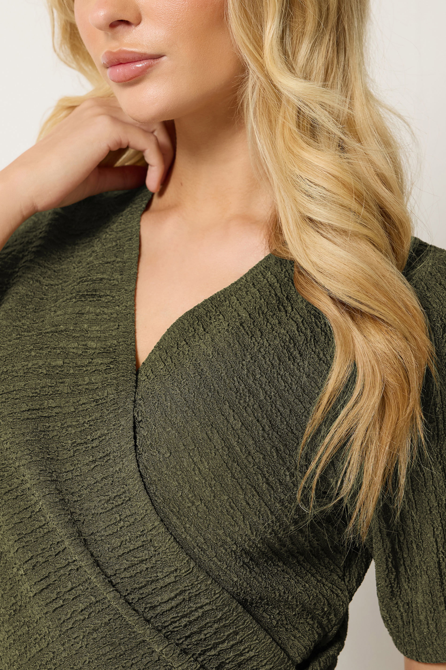 M&Co Khaki Green Textured Top and Trousers Set | M&Co 4