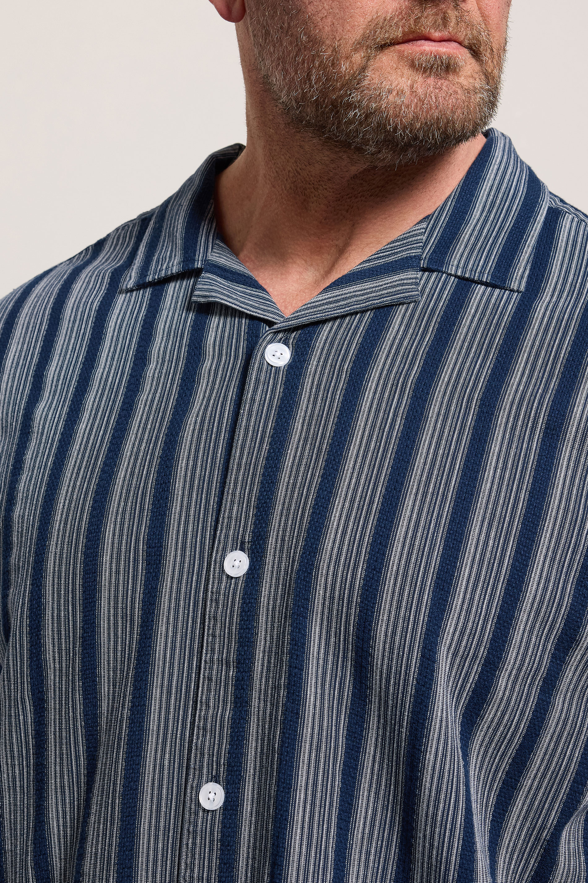 BadRhino Big & Tall Navy Blue & White Stripe Shirt | BadRhino 5