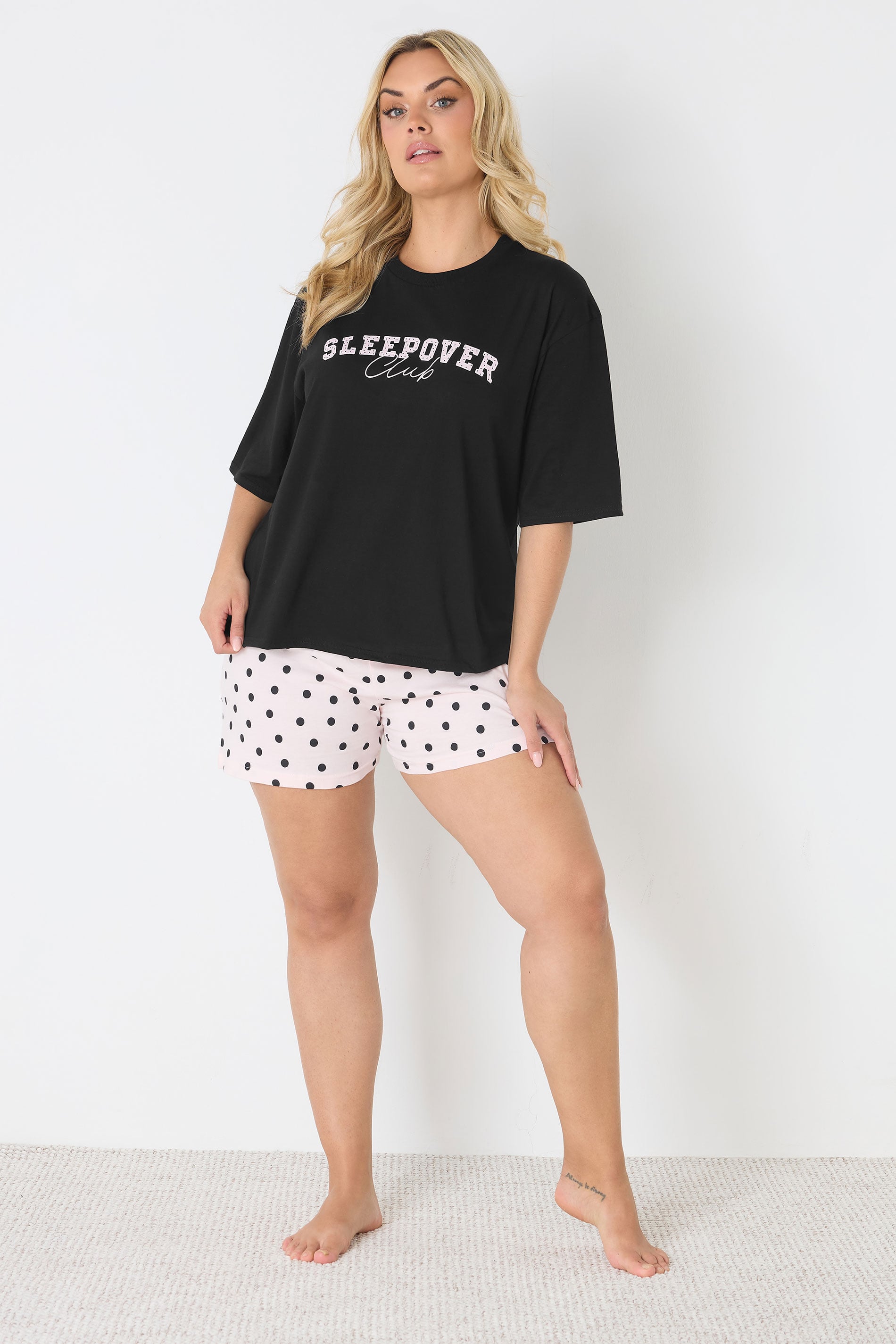 YOURS Plus Size Black 'Sleepover Club' Sleep Top | Yours Clothing 5