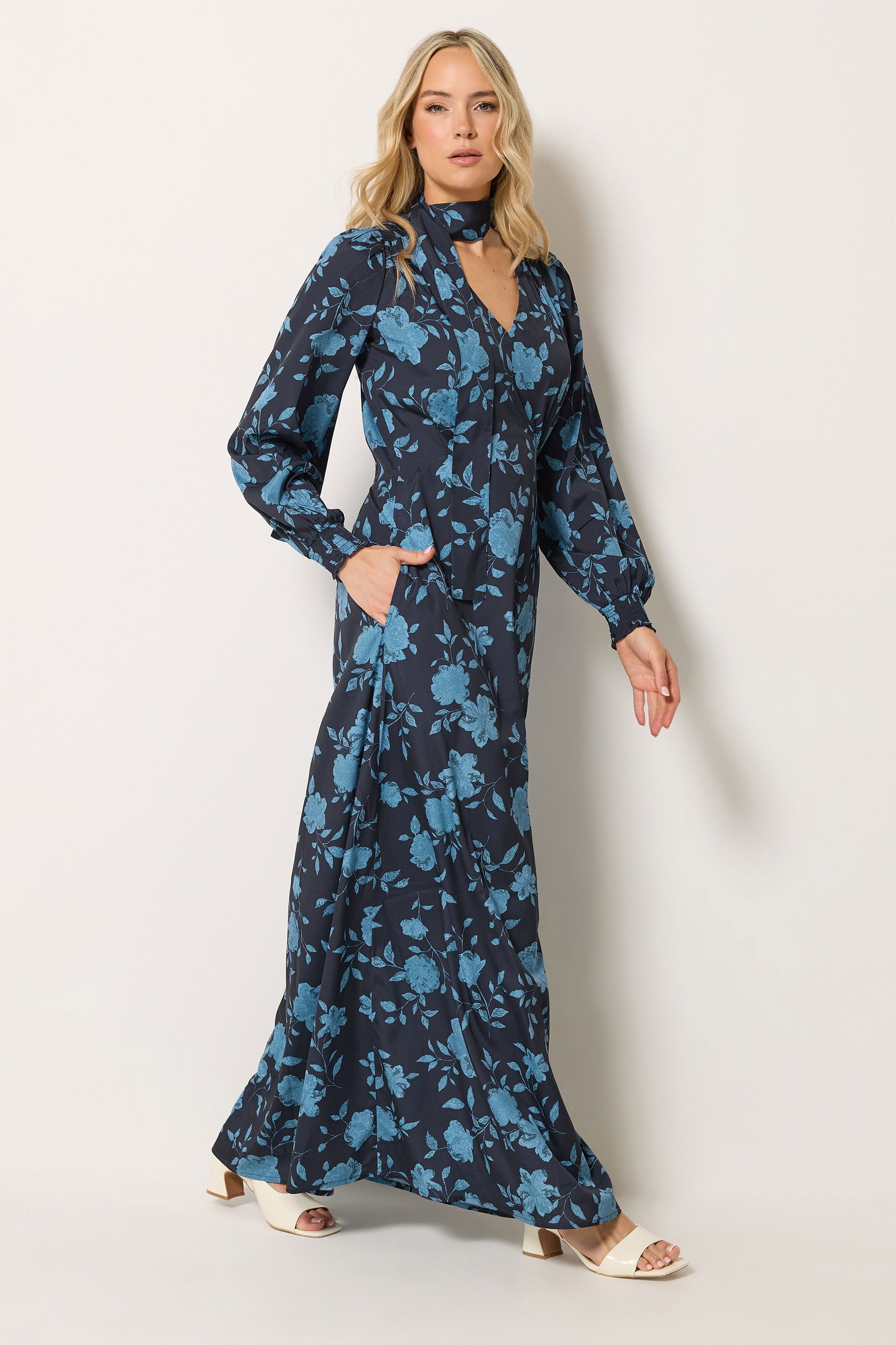 LTS Tall Women's Navy Blue Floral Maxi Dress | Long Tall Sally 1