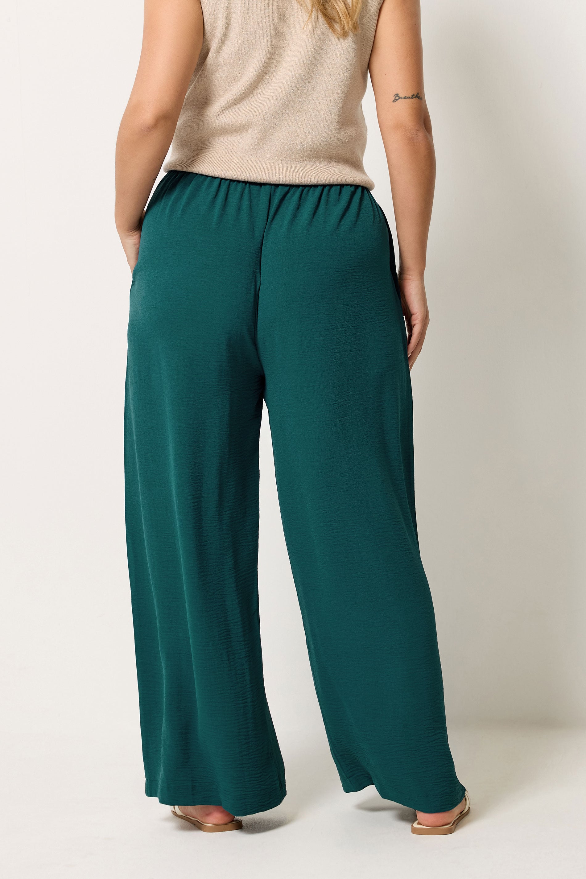 YOURS Plus Size Teal Blue Washed Twill Trousers | Yours Clothing 2