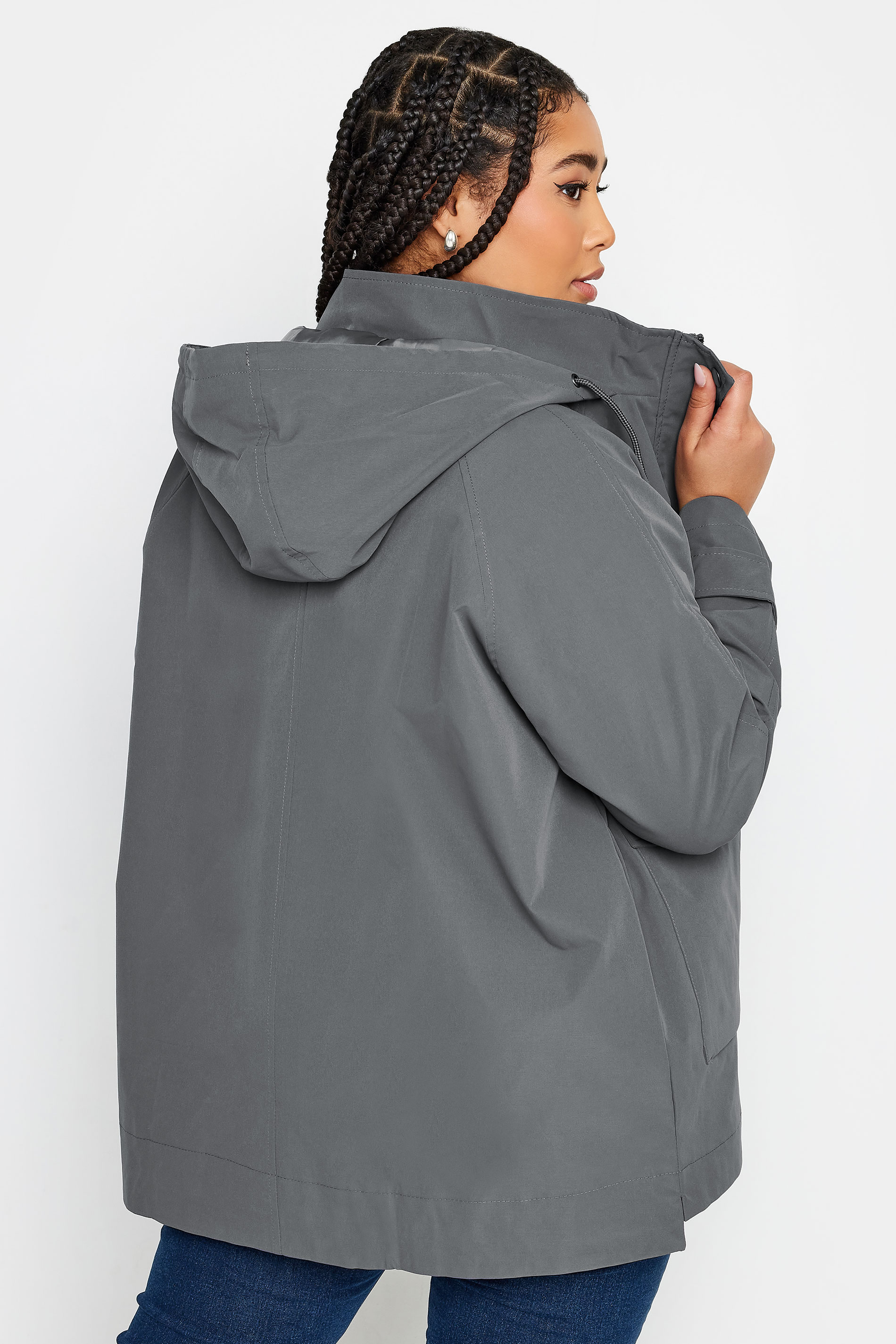 YOURS Plus Size Charcoal Grey Raglan Lightweight Jacket | Yours Clothing 3