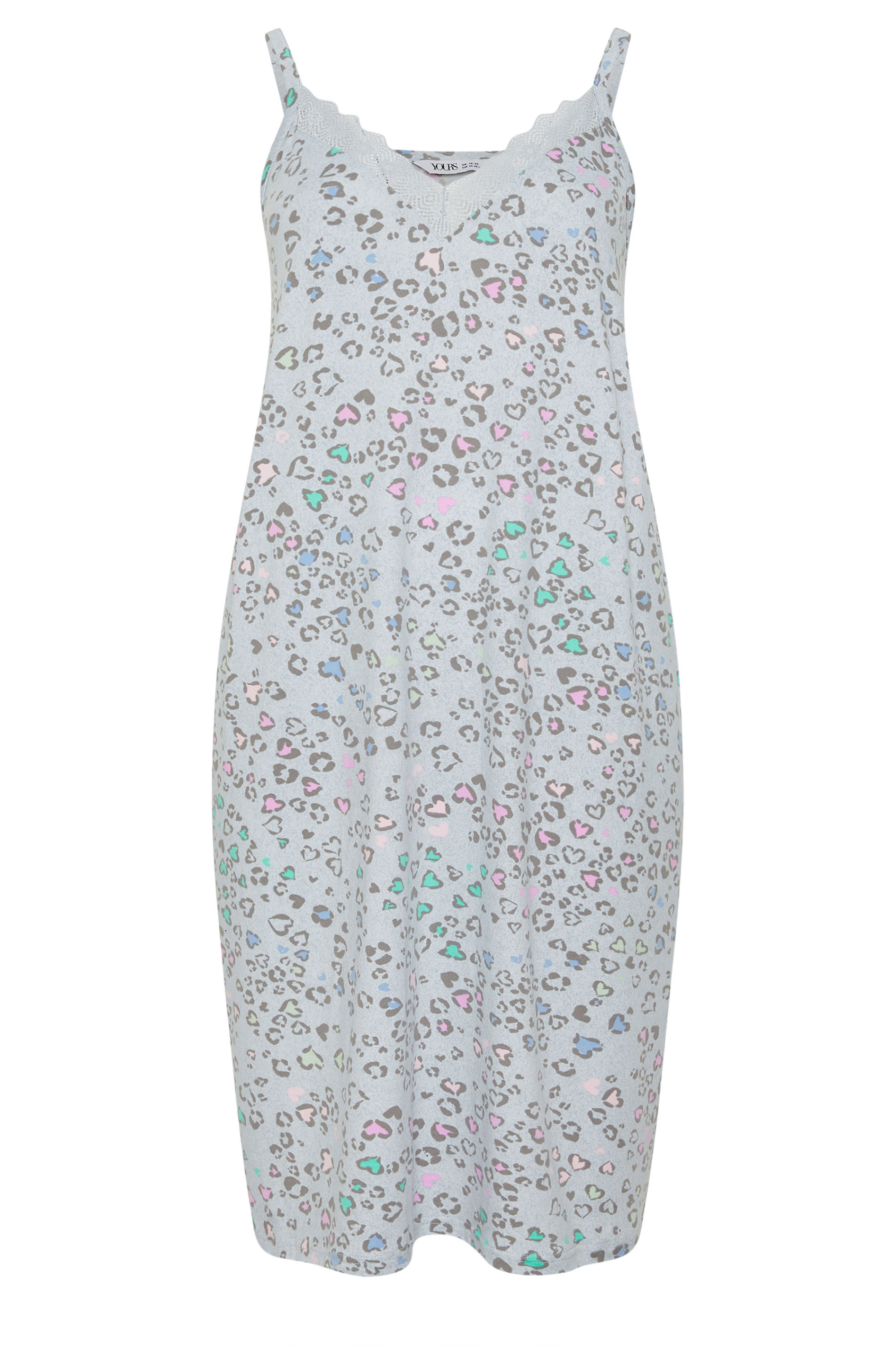 YOURS Plus Size Grey Leopard Print Soft Touch Chemise Nightdress | Yours Clothing 5
