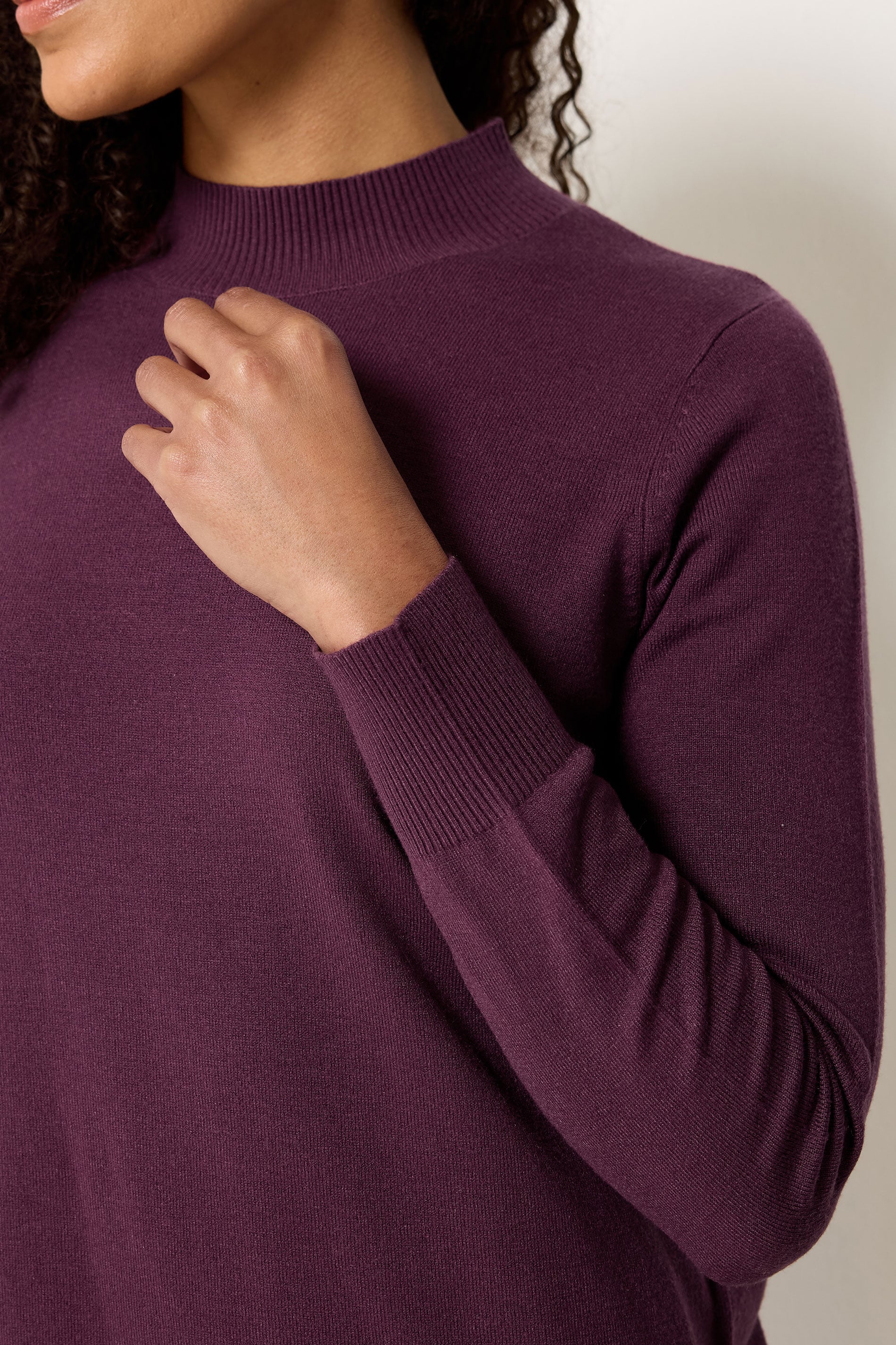 M&Co Purple Funnel Neck Knitted Midi Dress | M&Co 4