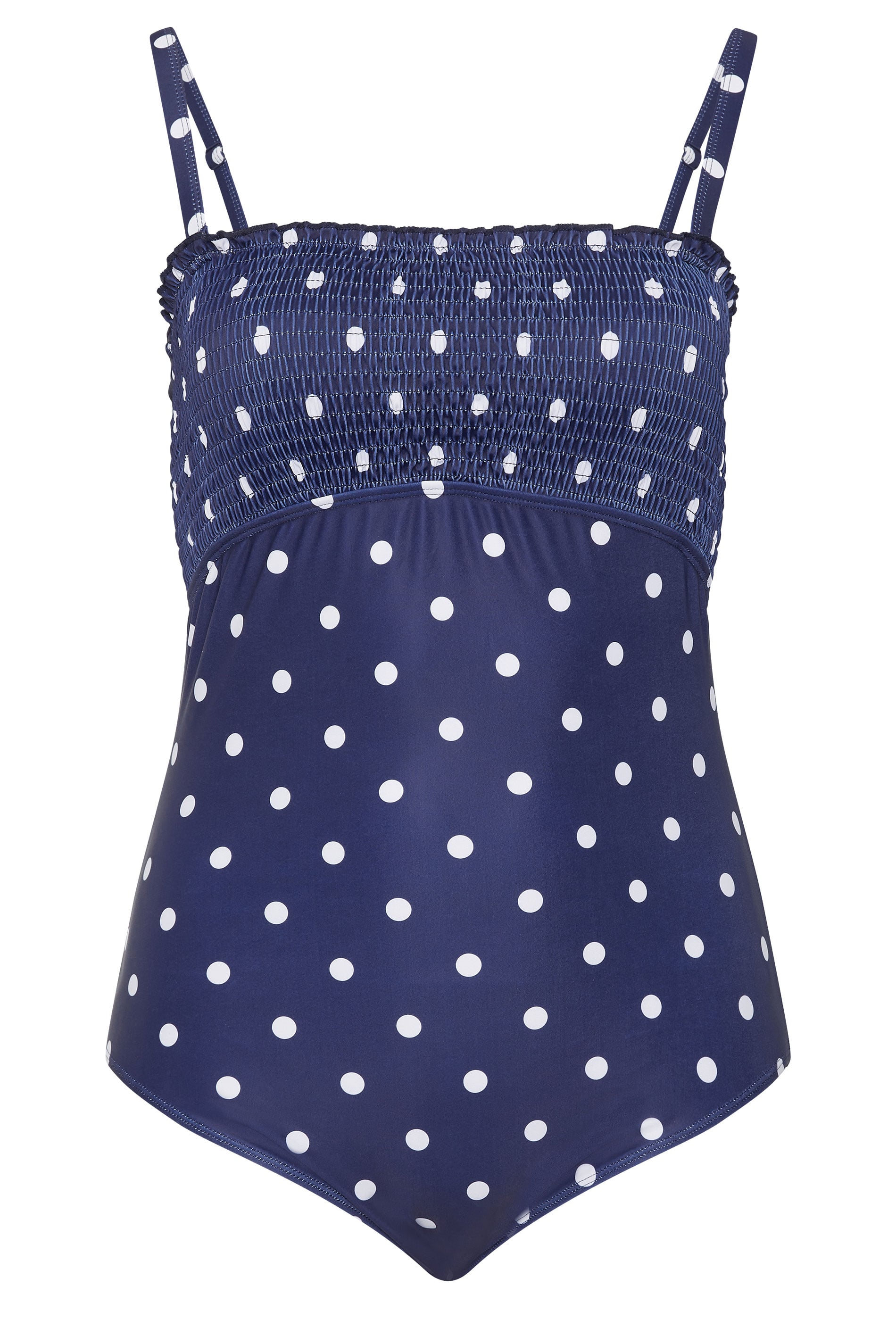 YOURS Plus Size Navy Blue Polka Dot Shirred Swimsuit | Yours Clothing 7