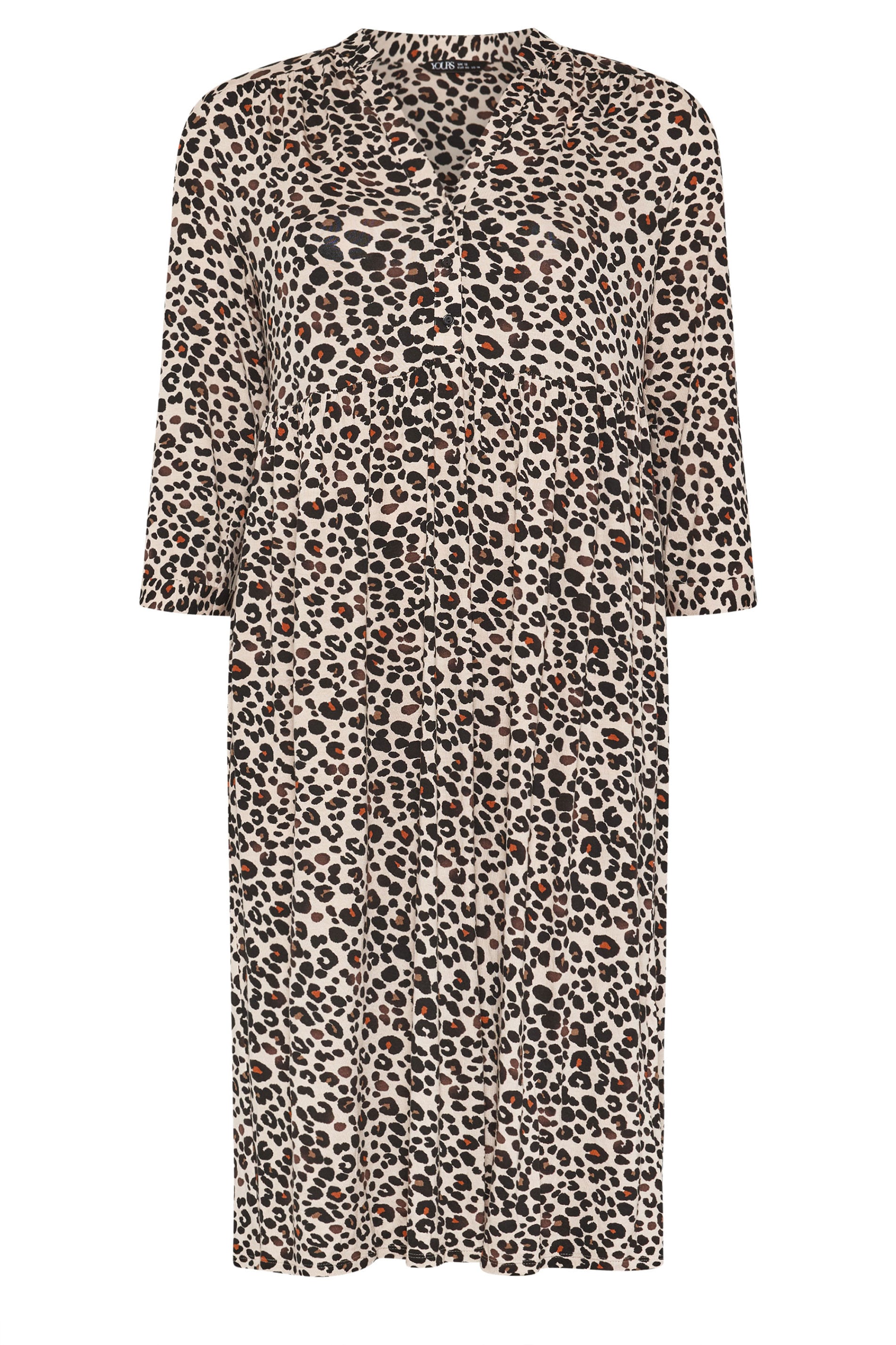 YOURS Plus Size Natural Brown Leopard Print Midi Dress | Yours Clothing 6