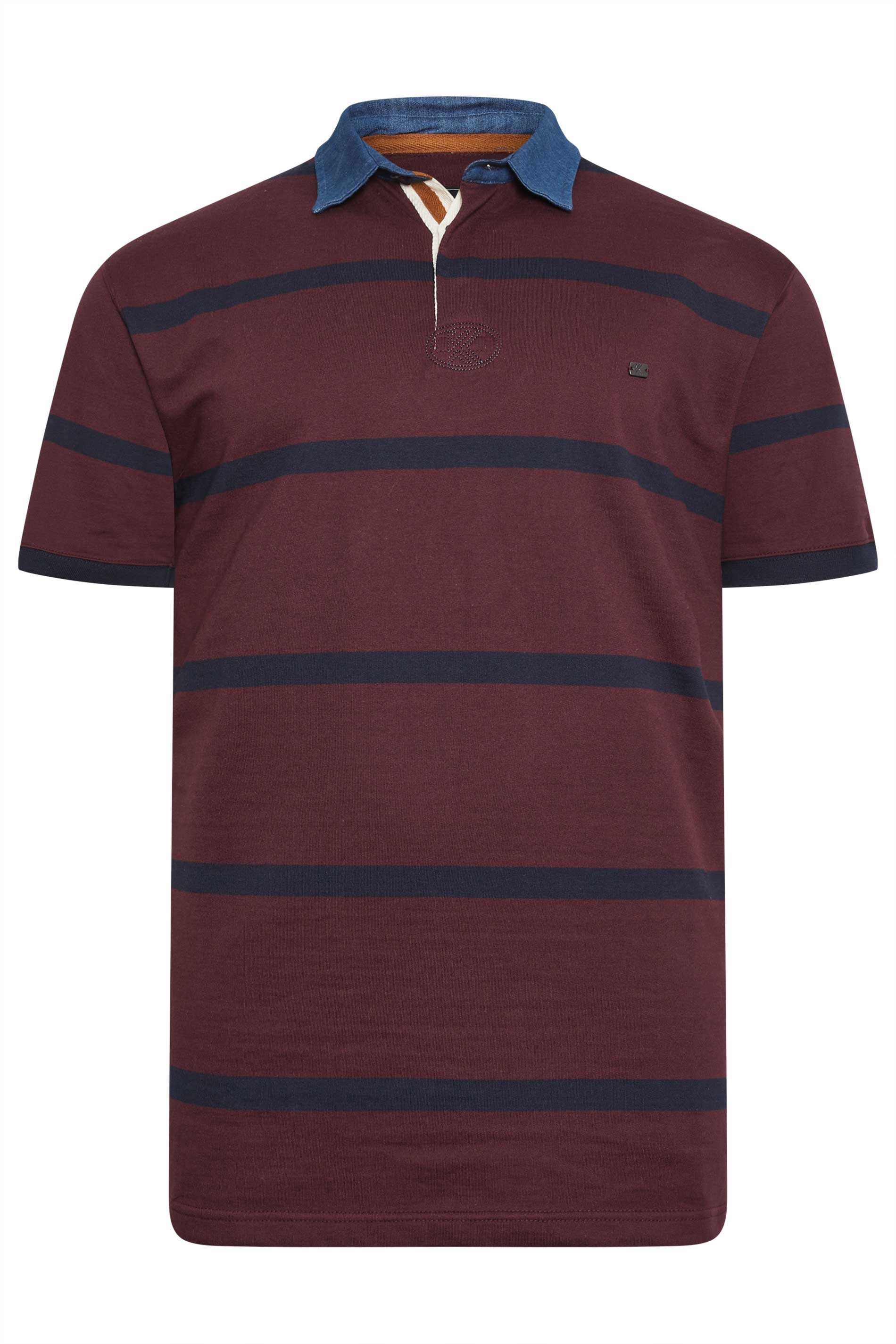 KAM Big & Tall Burgundy Red Denim Collar Polo Shirt | BadRhino 3