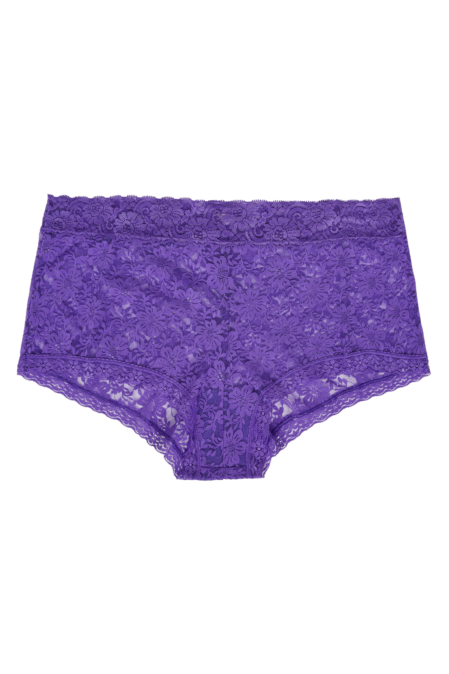 Purple Floral Lace Shorts | Yours Clothing