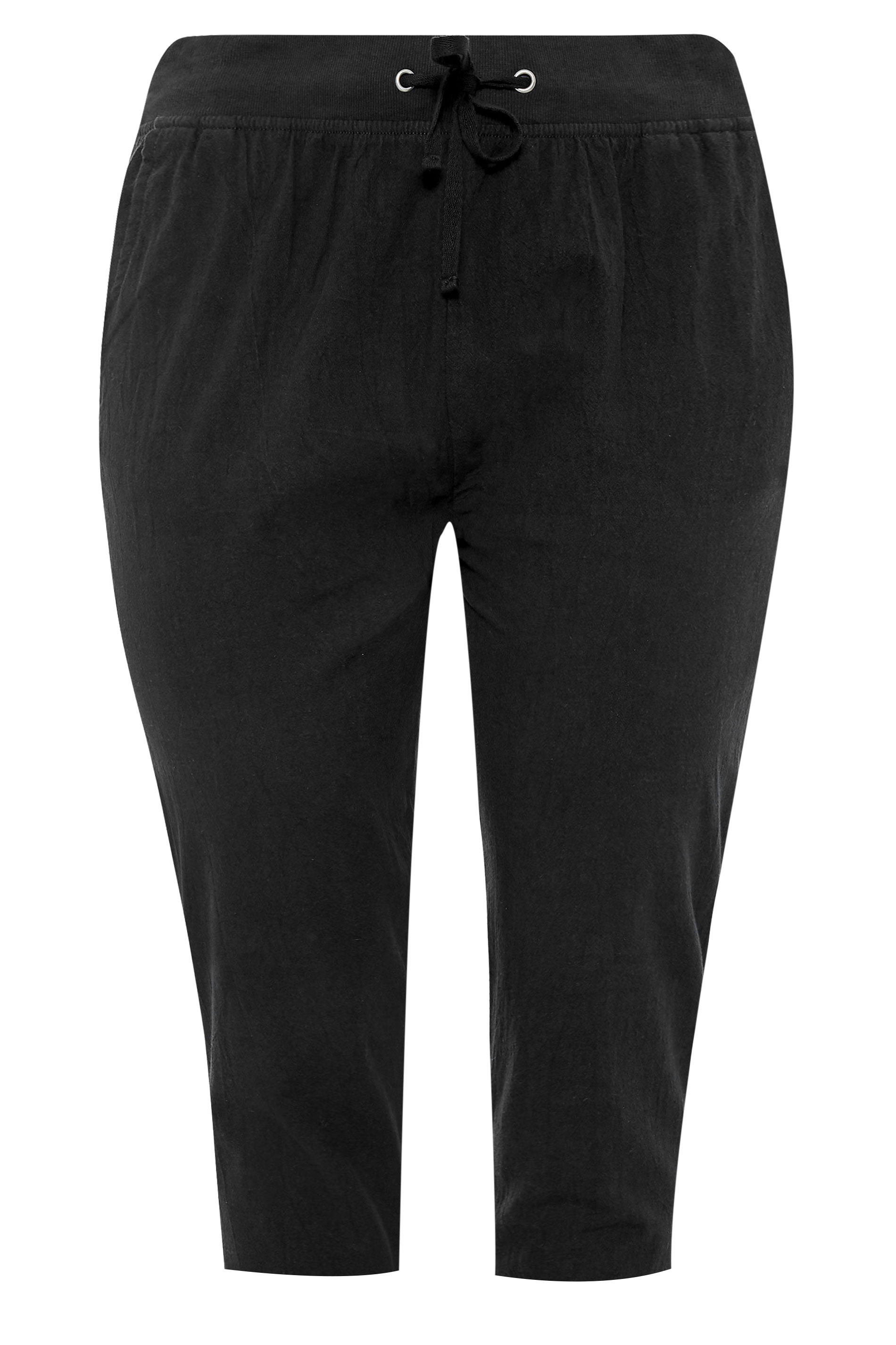 Grande taille  Pantalons Grande taille  Joggings | Jogging Noir Style Pantacourt en Coton - XH64729