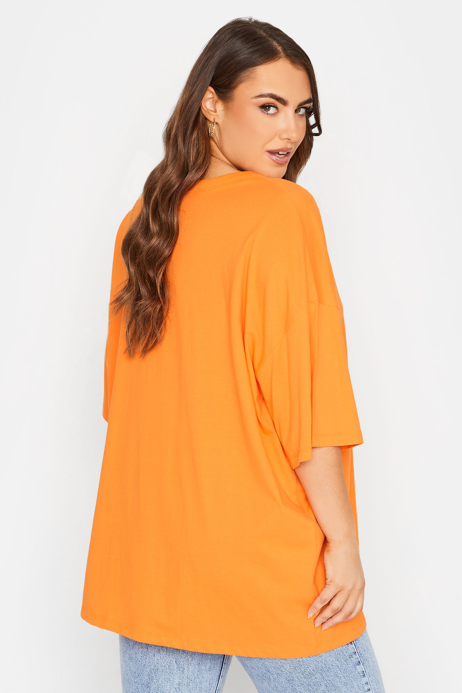 Plus Size Light Orange Oversized Boxy T-Shirt | Yours Clothing 3