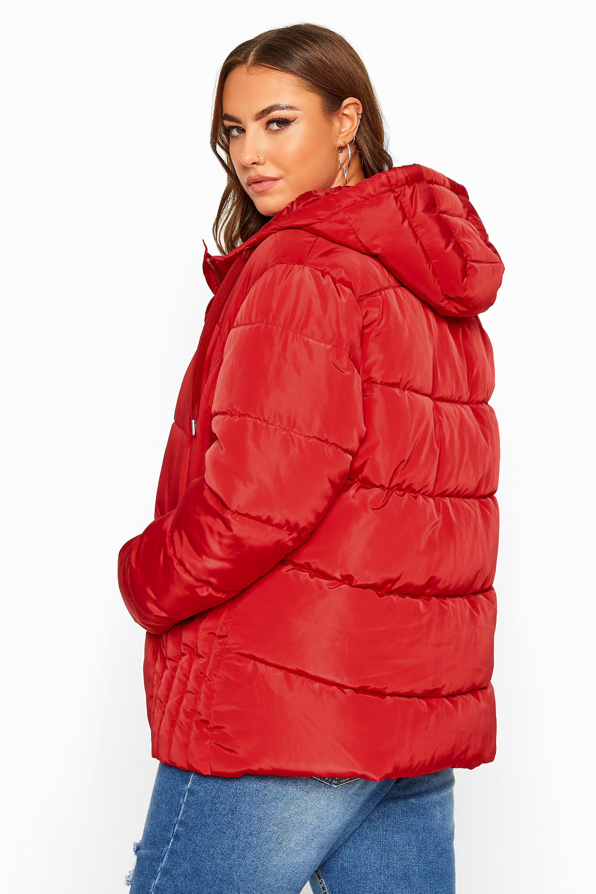 Red Short Puffer Coat | Yours Clothing