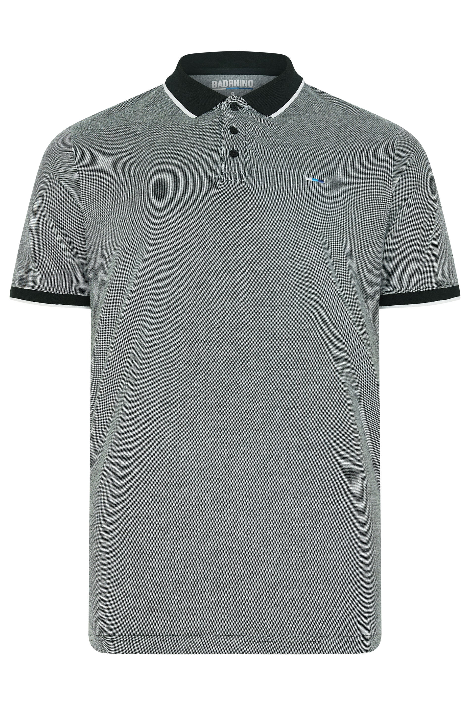BadRhino Big & Tall Grey & Black Tipped Polo Shirt | BadRhino 5