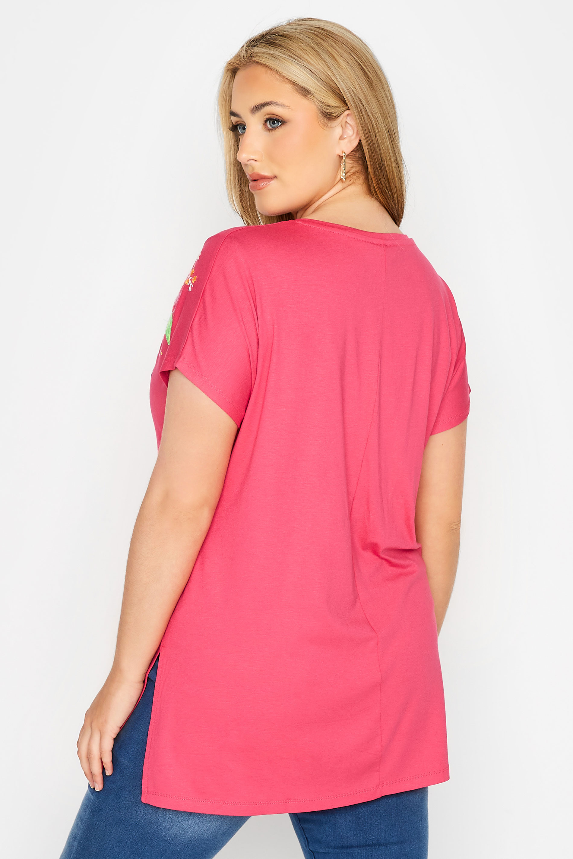 Grande taille  Tops Grande taille  T-Shirts | T-Shirt Rose Manches Courtes en Floral - NX68646