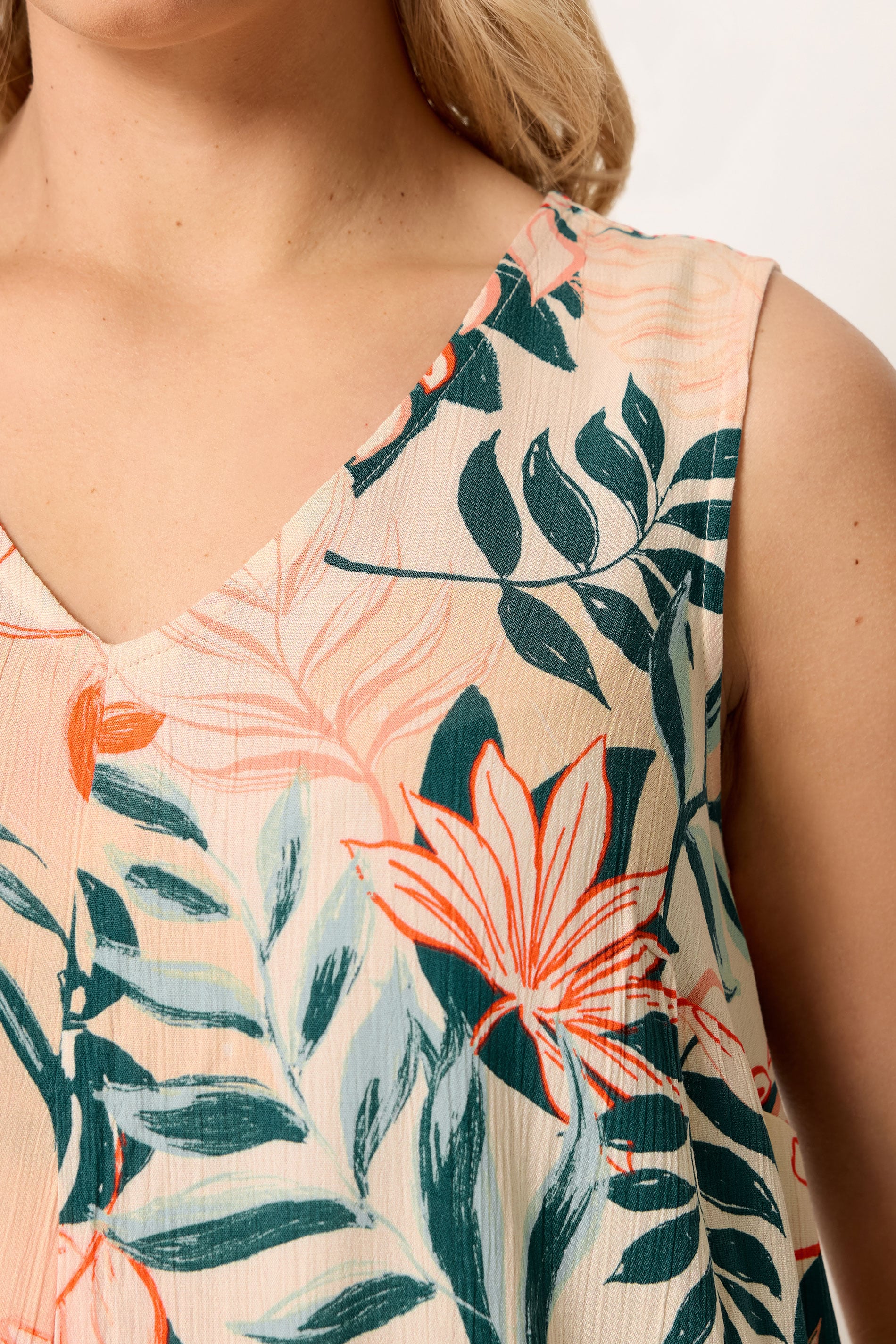 YOURS Plus Size Cream Tropical Cami Vest Top | Yours Clothing 4