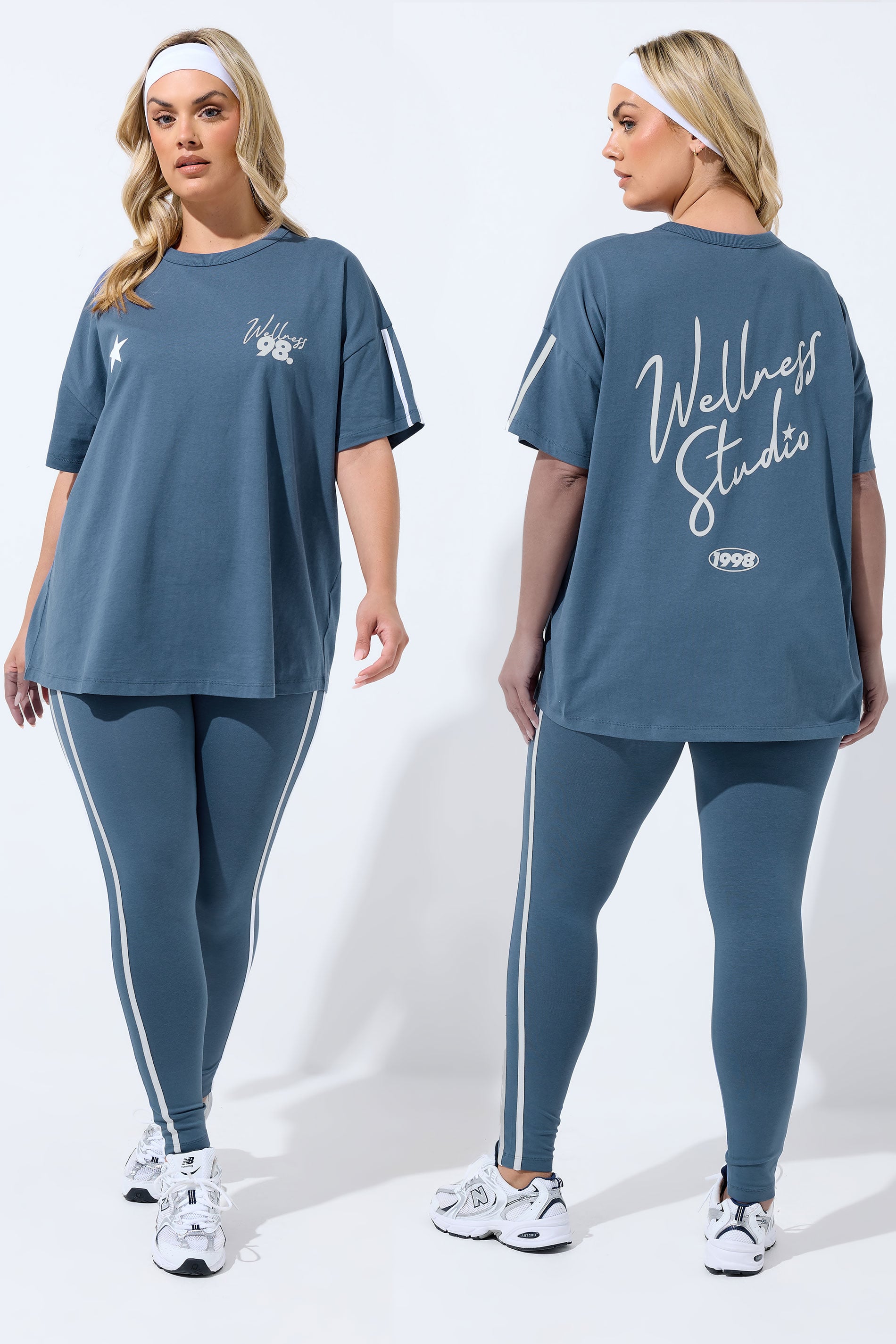YOURS ACTIVE Plus Size Blue 'Wellness Studio' T-Shirt | Yours Clothing 3