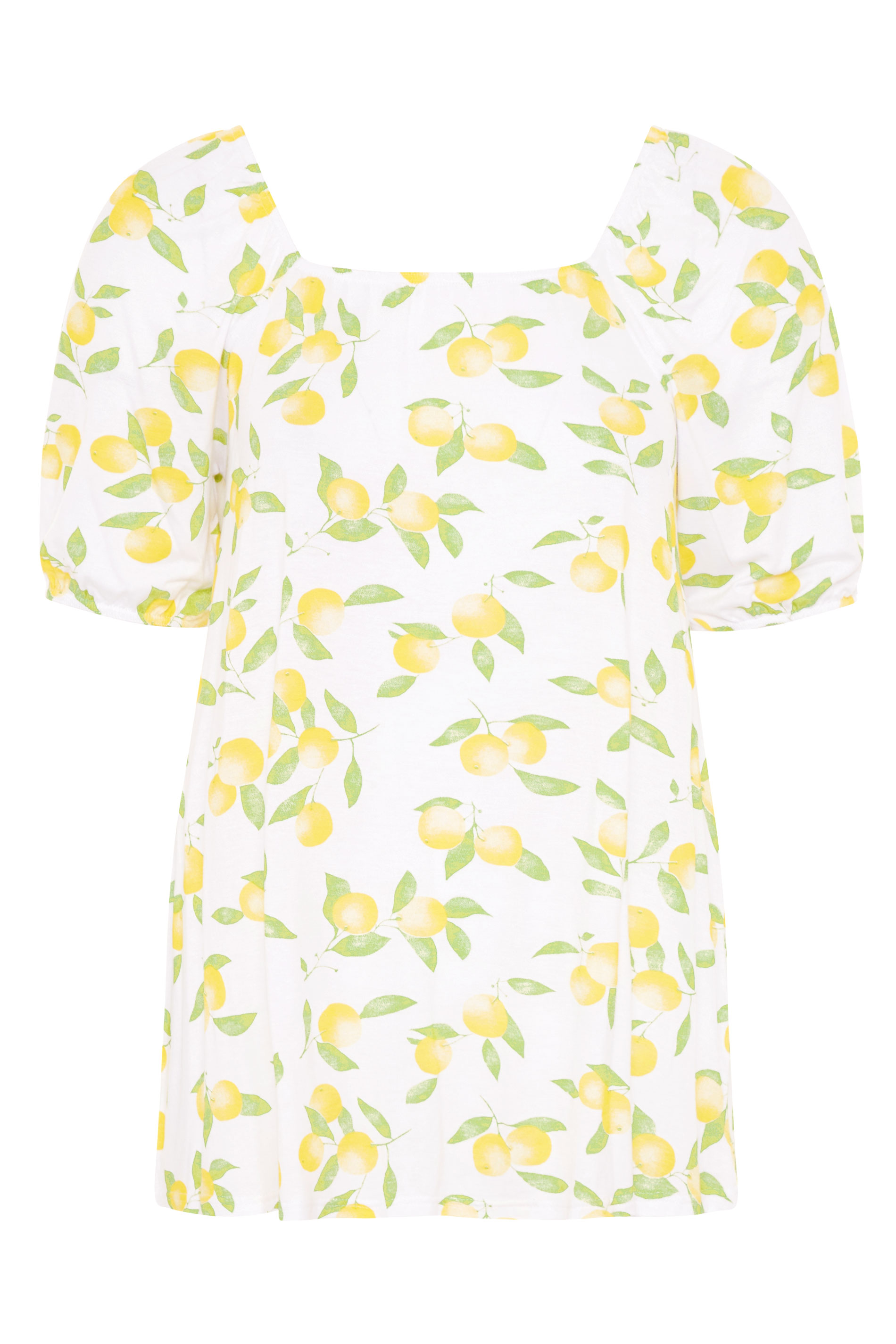 LIMITED COLLECTION White Lemon Print Square Neck Top | Yours Clothing