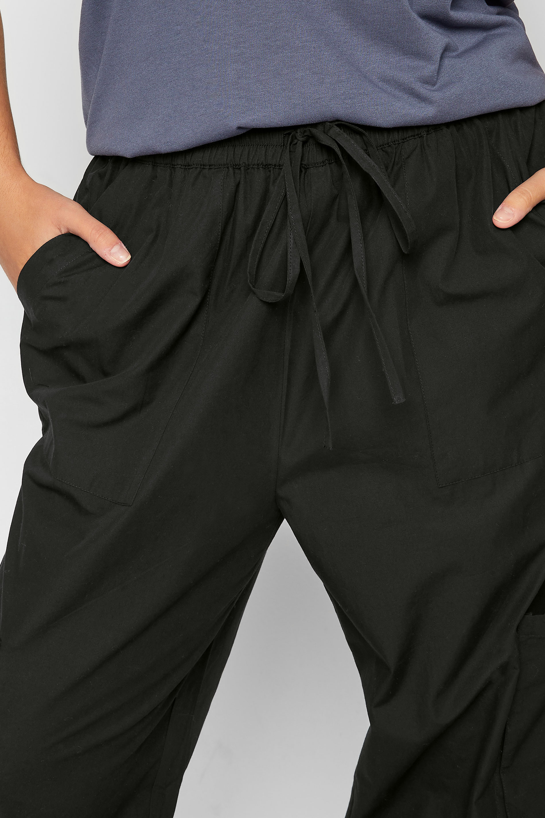 LIMITED COLLECTION Plus Size Black Pull On Cargo Trousers | Yours Clothing 3