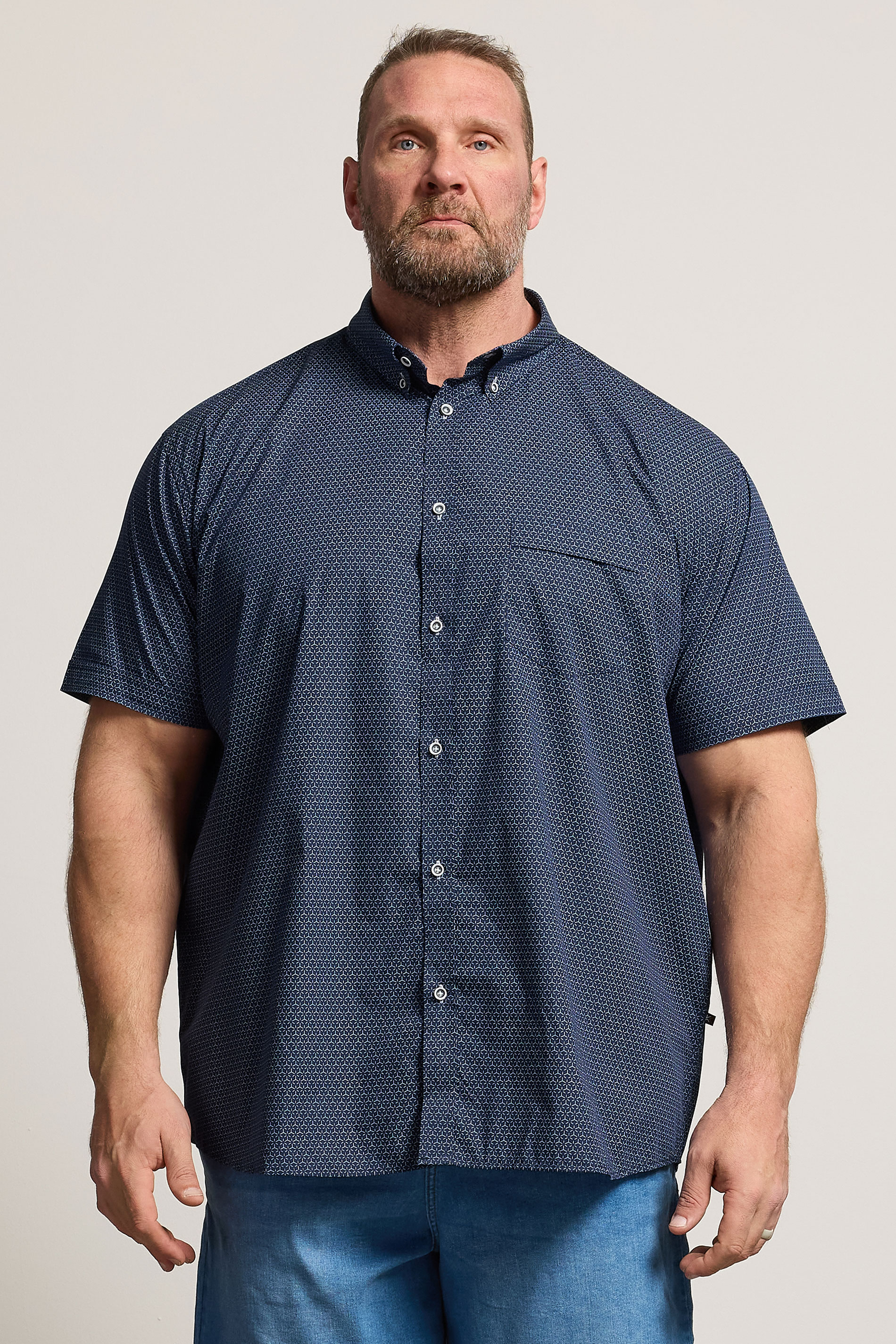 KAM Big & Tall Navy Blue Geo Print Shirt | BadRhino 3